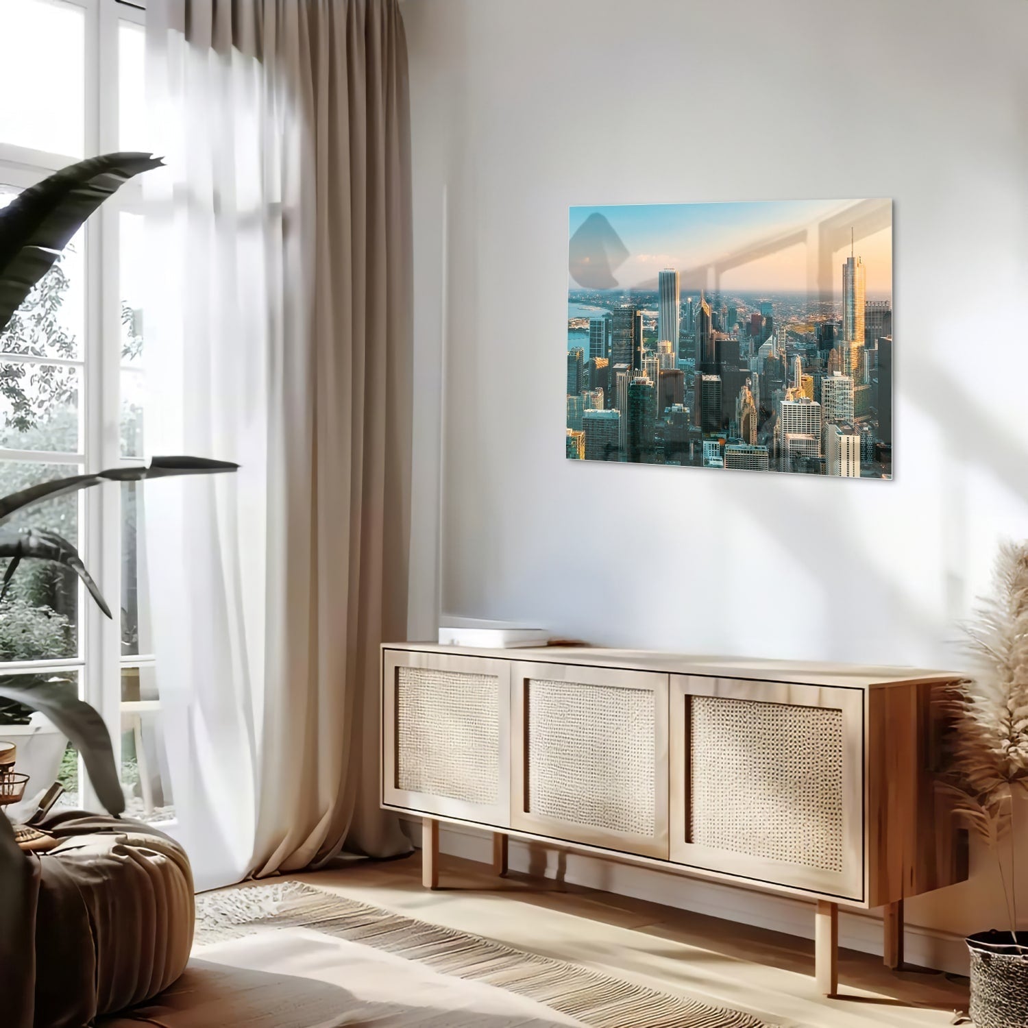 Stadtblick – Glasbild für modernes Interieurs als moderne Glas-Wanddekoration aus 4 mm Sicherheitsglas