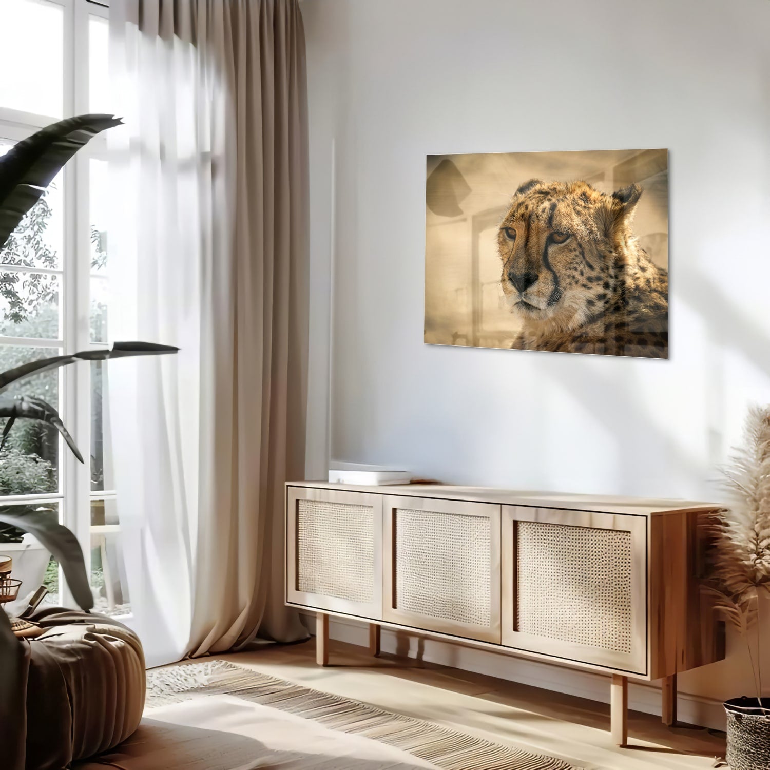 Elegantes Glasbild mit einem Leoparden