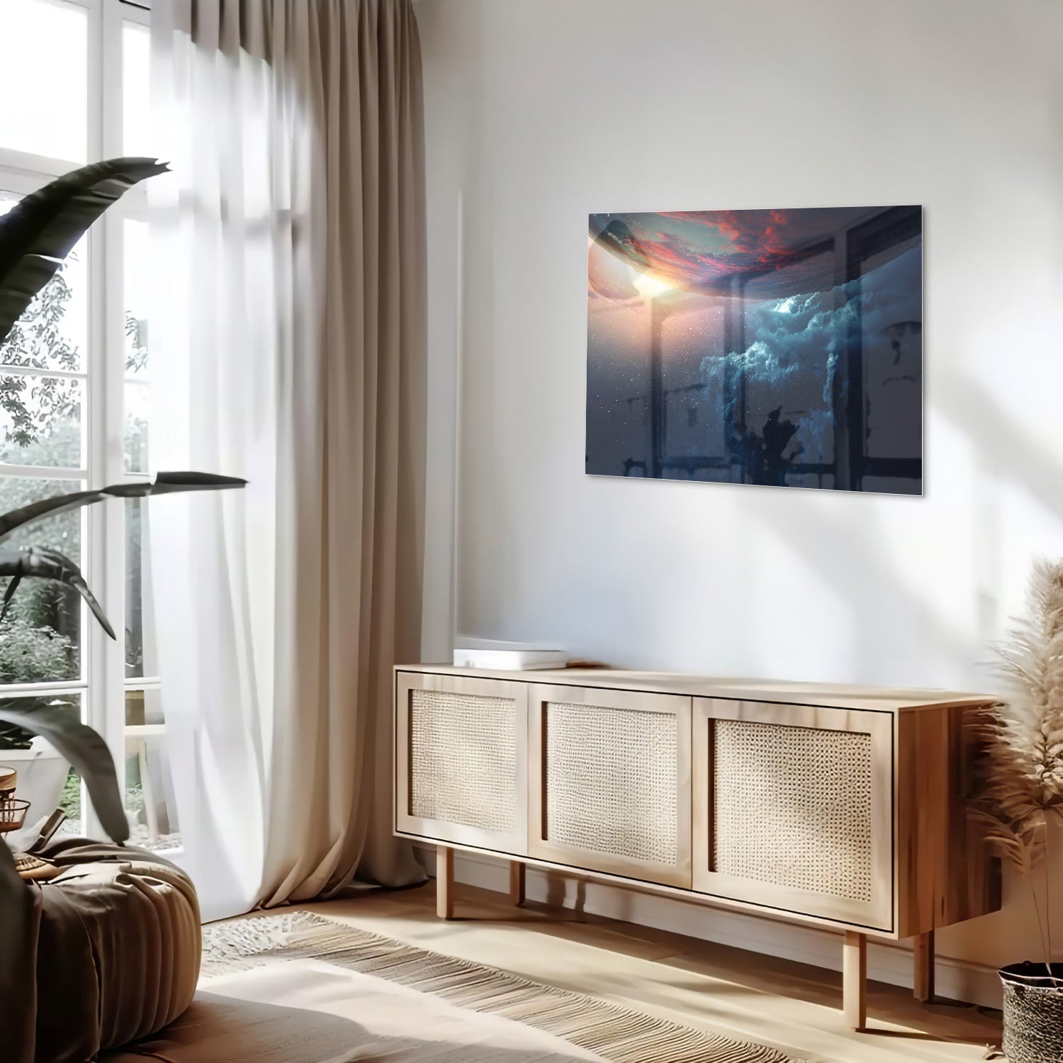 Glasbild mit kosmischem Ausblick