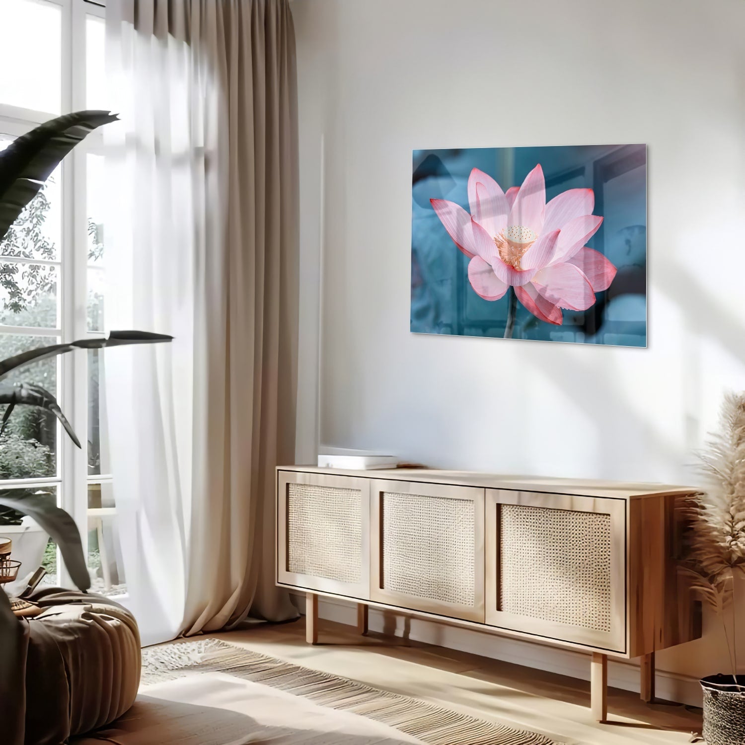Wunderschönes Glasbild mit rosa Lotus