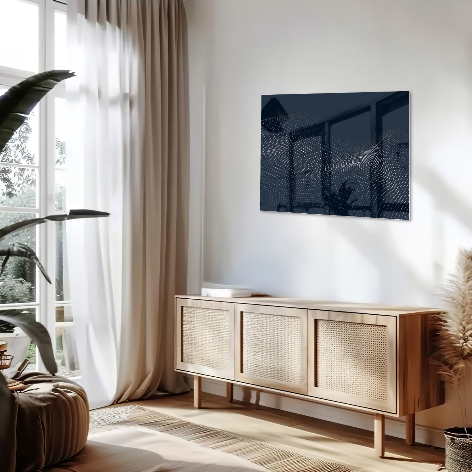 Modernes Glasbild in Tiefblau