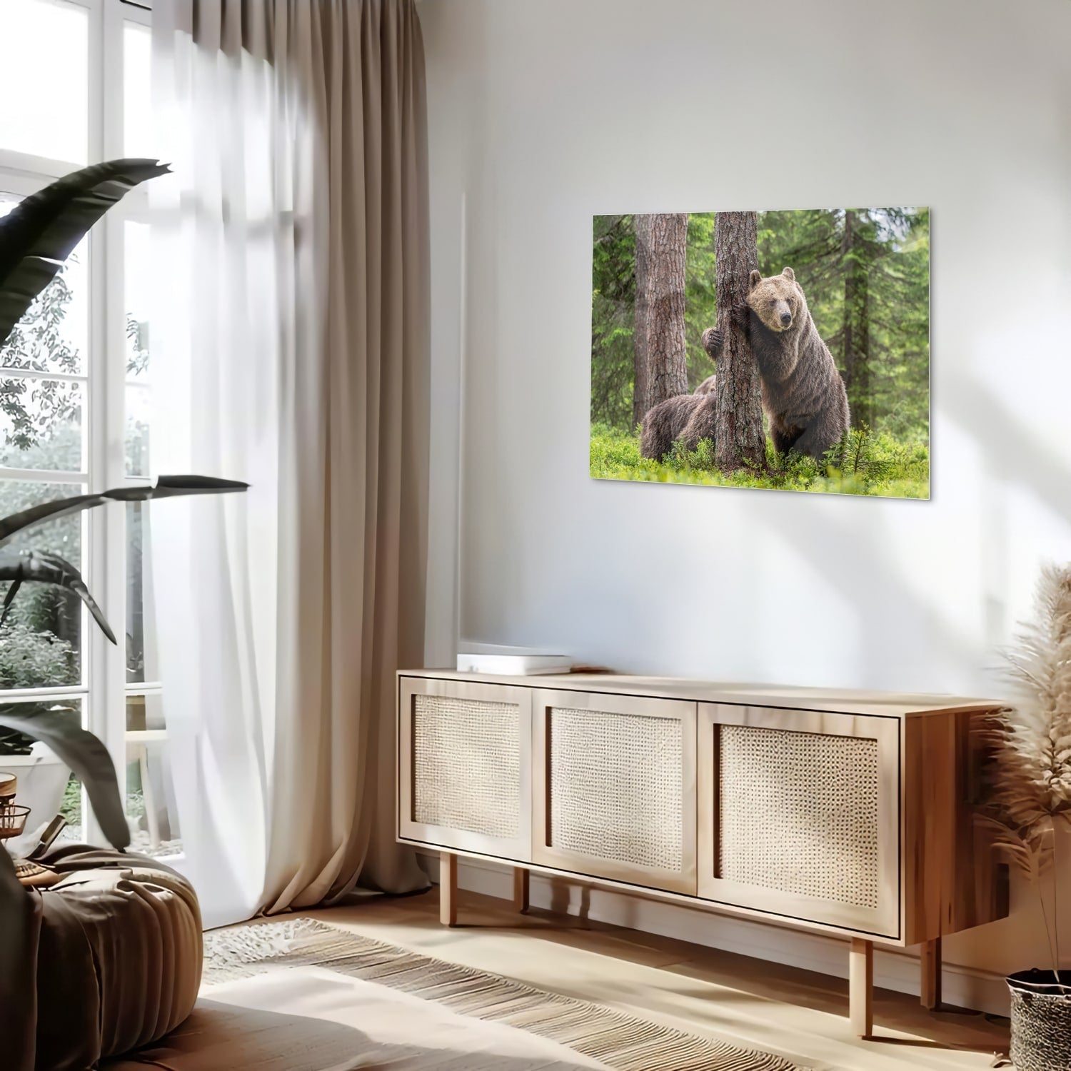 Glasbild mit beeindruckenden Grizzlybären in der Wildnis
