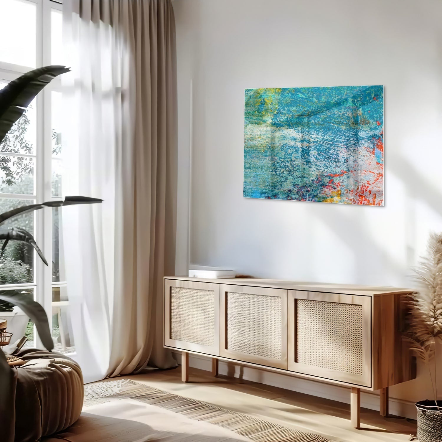 Farbenfrohes Glasbild mit abstraktem Muster