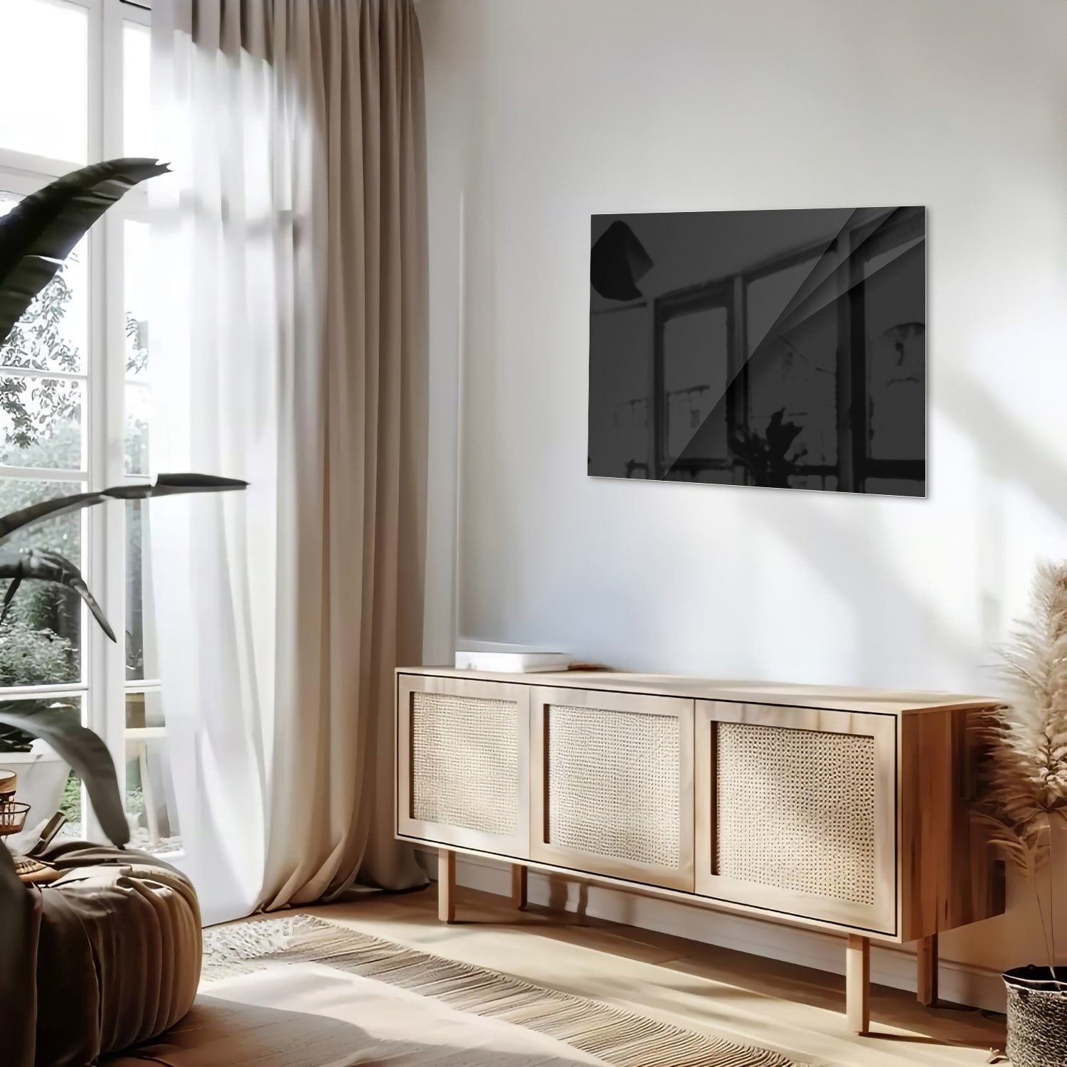 Modernes schwarzes Glasbild für ein stilvolles Interieur