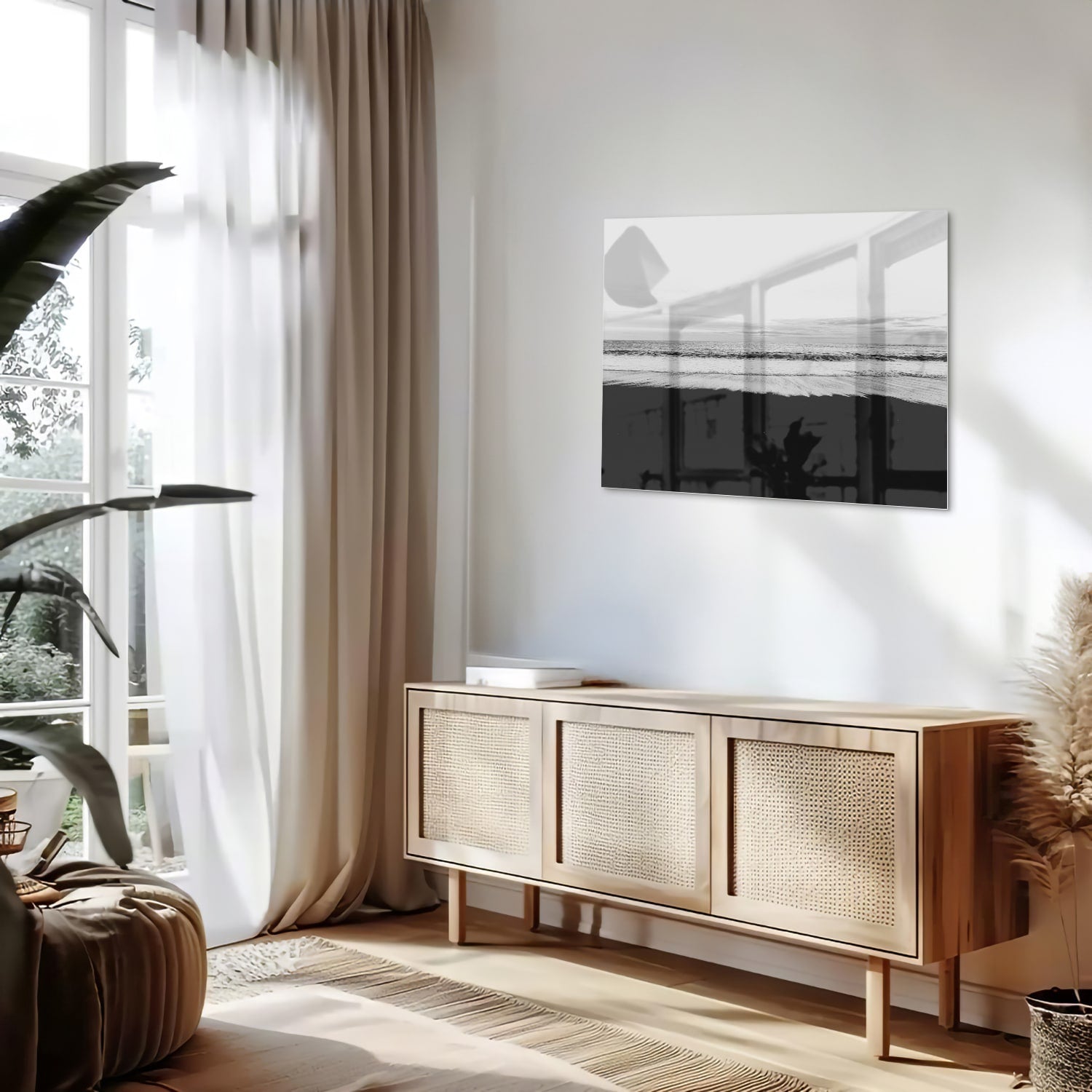Minimalistisches Schwarz-Weiß-Glasbild