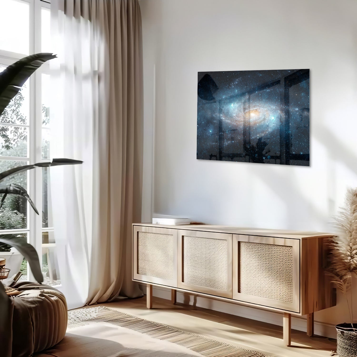 Mystisches Glasbild mit einer Galaxie