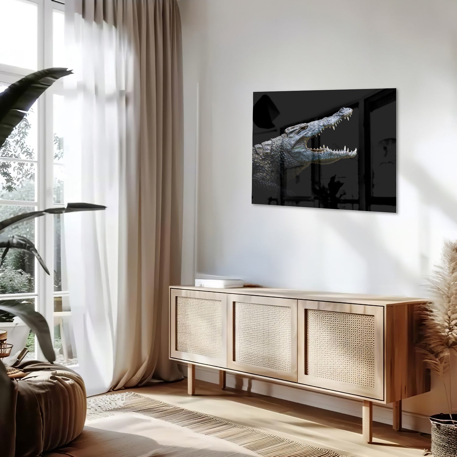 Beeindruckendes Glasbild mit einem Krokodil