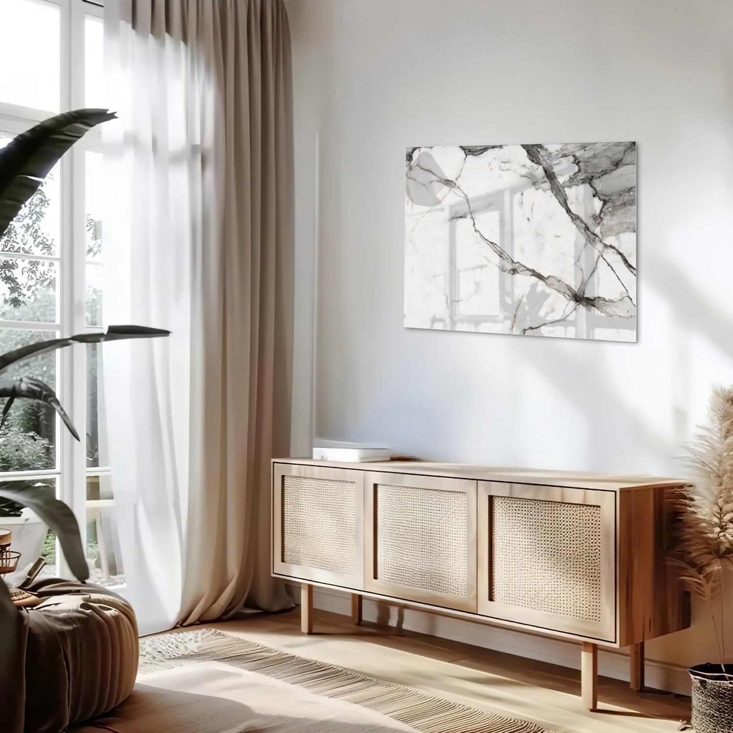 Elegantes Glasbild in Marmoroptik