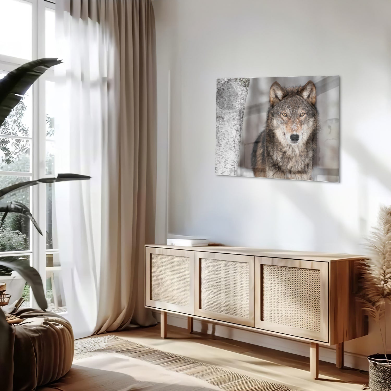 Beeindruckendes Glasbild mit einem Wolf