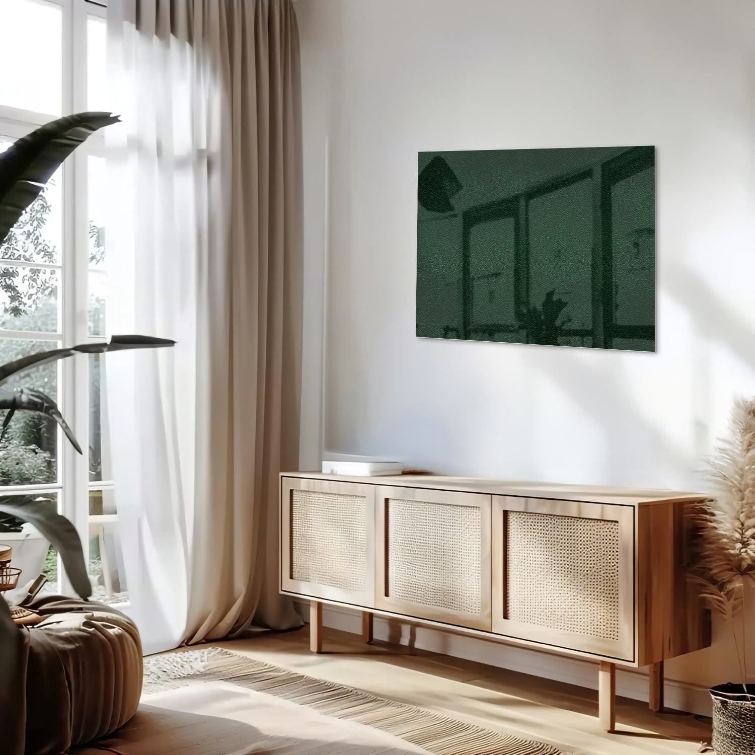 Minimalistisches grünes Glasbild für moderne Einrichtungen