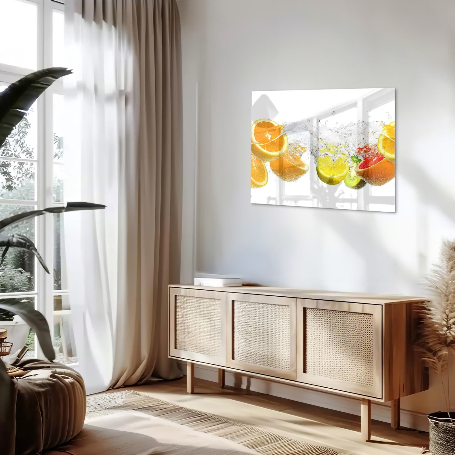 Erfrischendes Glasbild mit Zitrusfrüchten