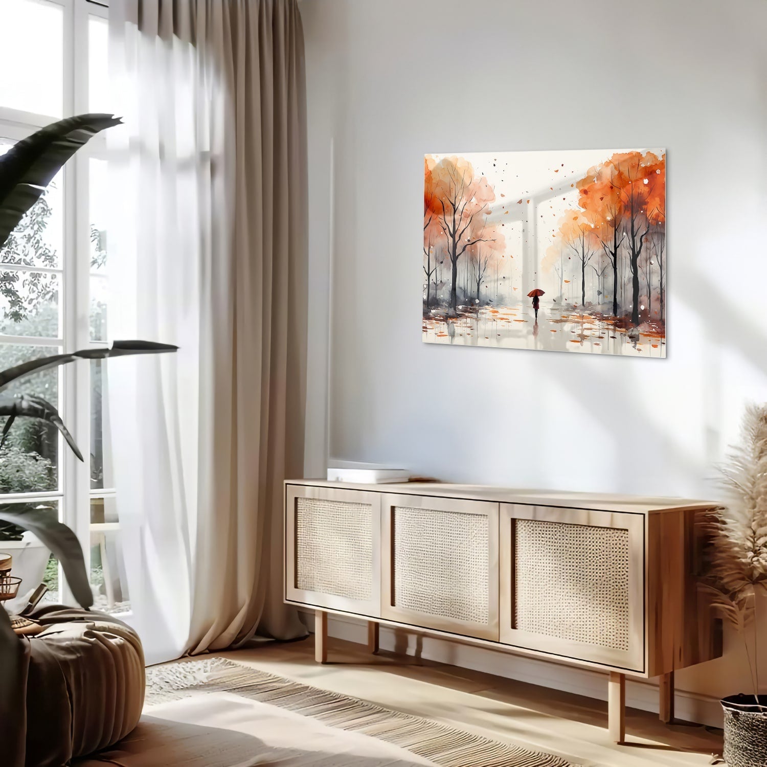 Zauberhaftes Glasbild mit Herbstlandschaft