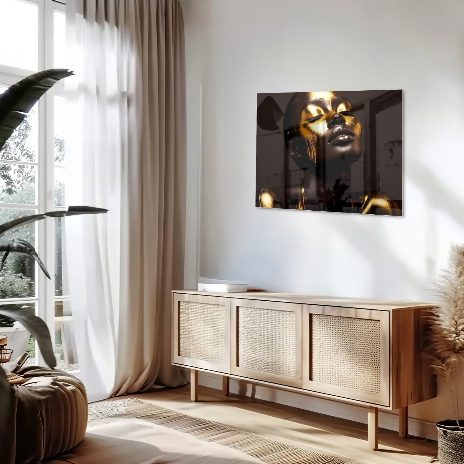 Elegantes Glasbild mit goldenen Akzenten