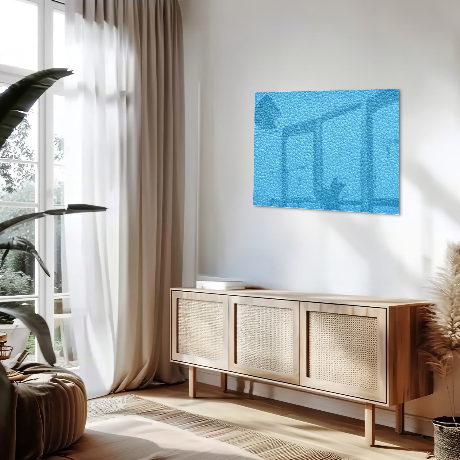 Modernes blaues Glasbild für ein stilvolles Interieur