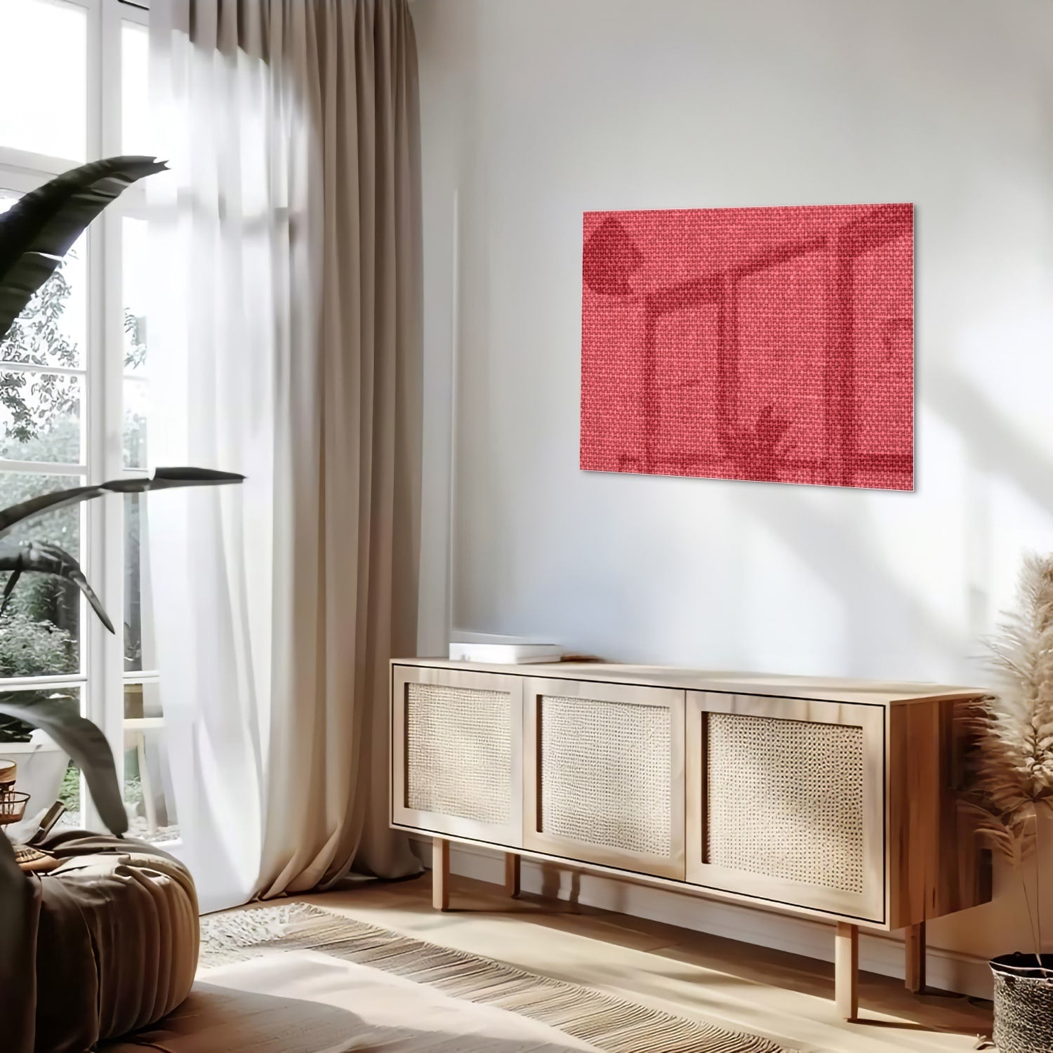 Modernes Glasbild in klarem Rot