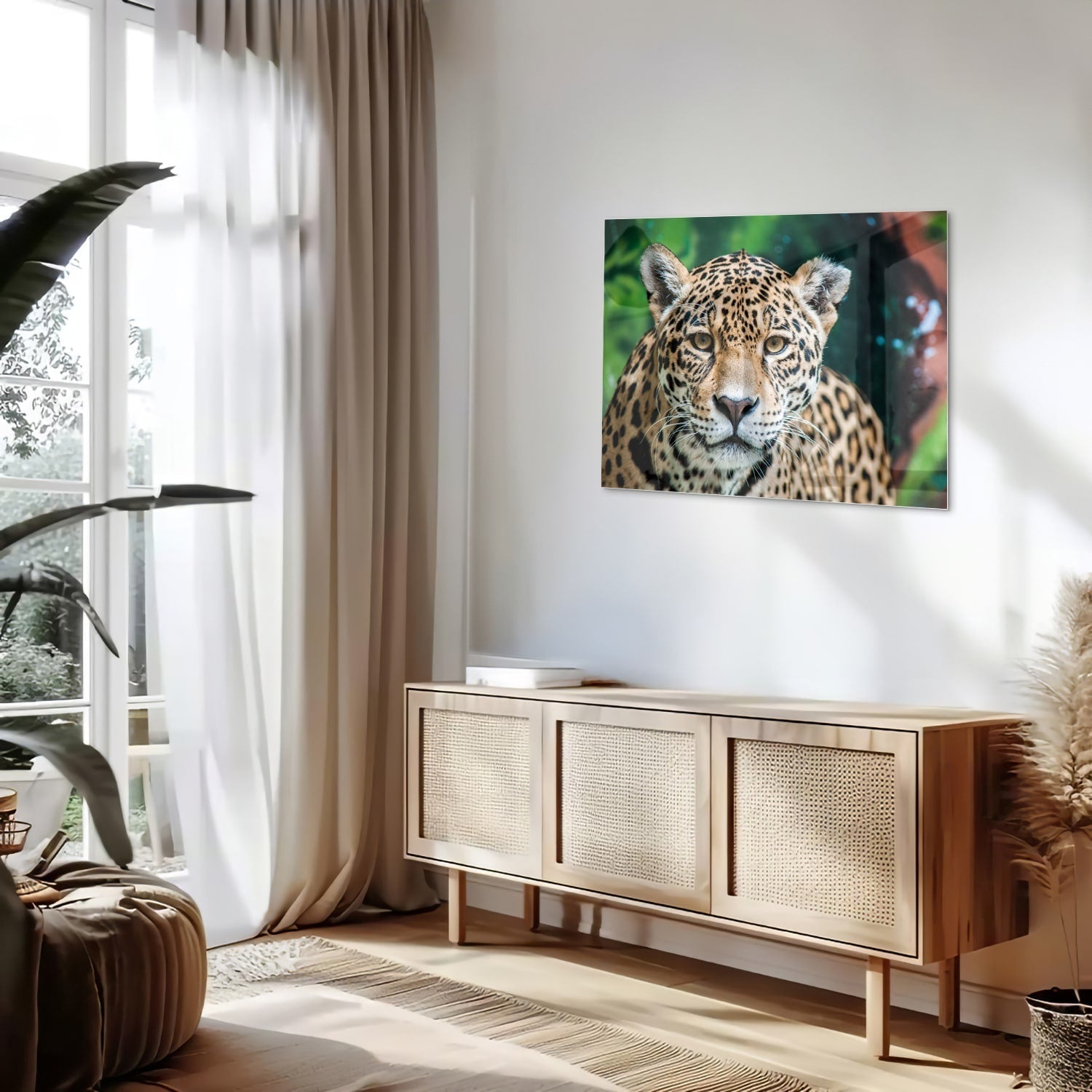 Beeindruckendes Glasbild mit einem Jaguar