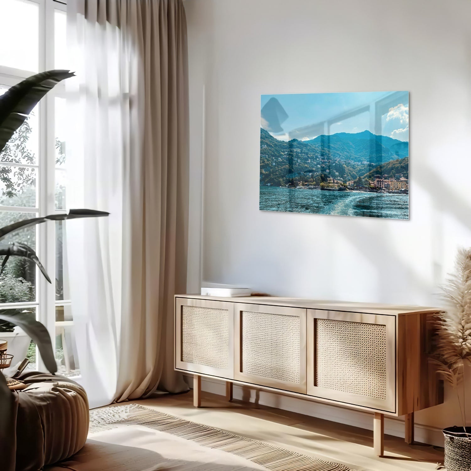 Atemberaubendes Glasbild mit Berglandschaft