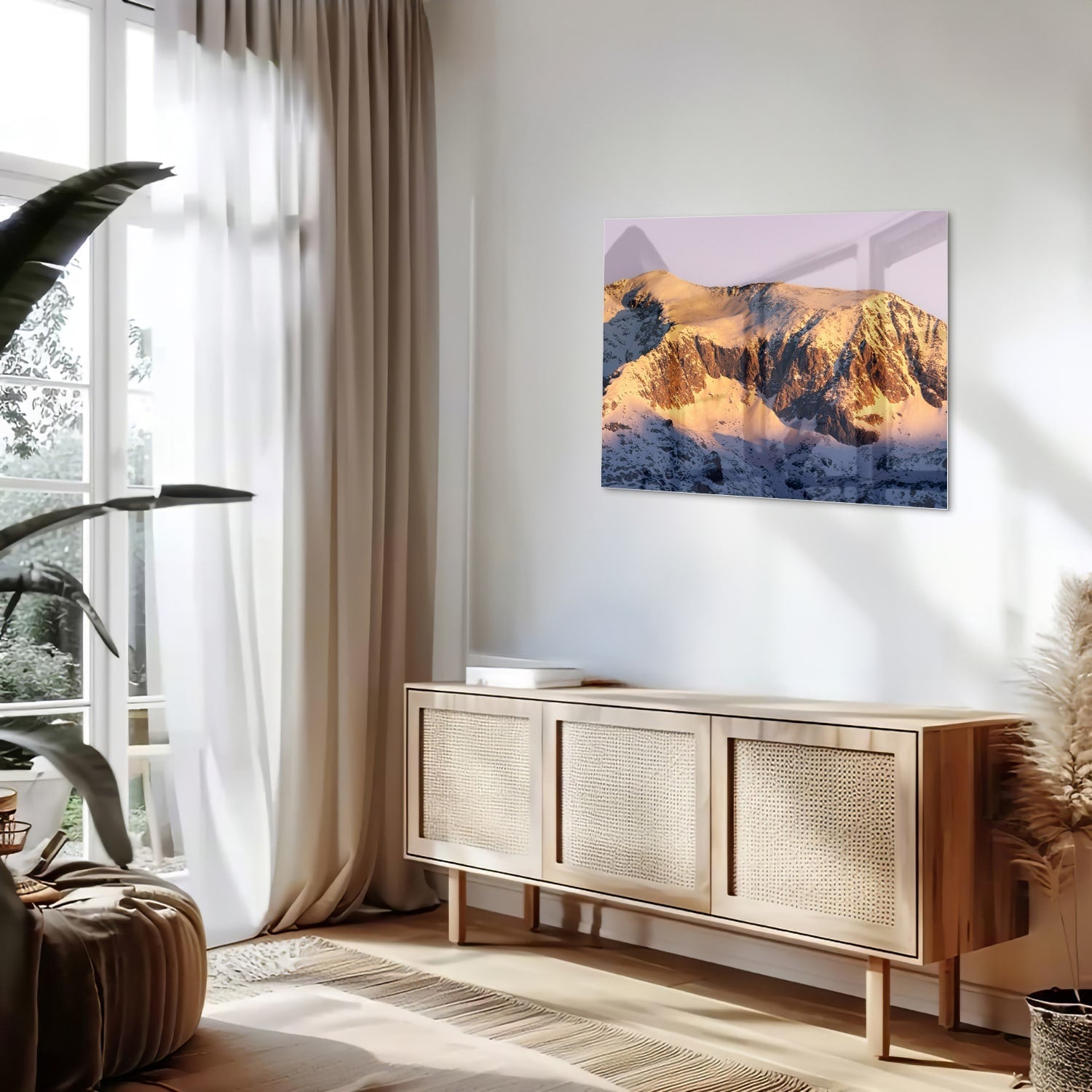 Atemberaubendes Glasbild mit Berglandschaft