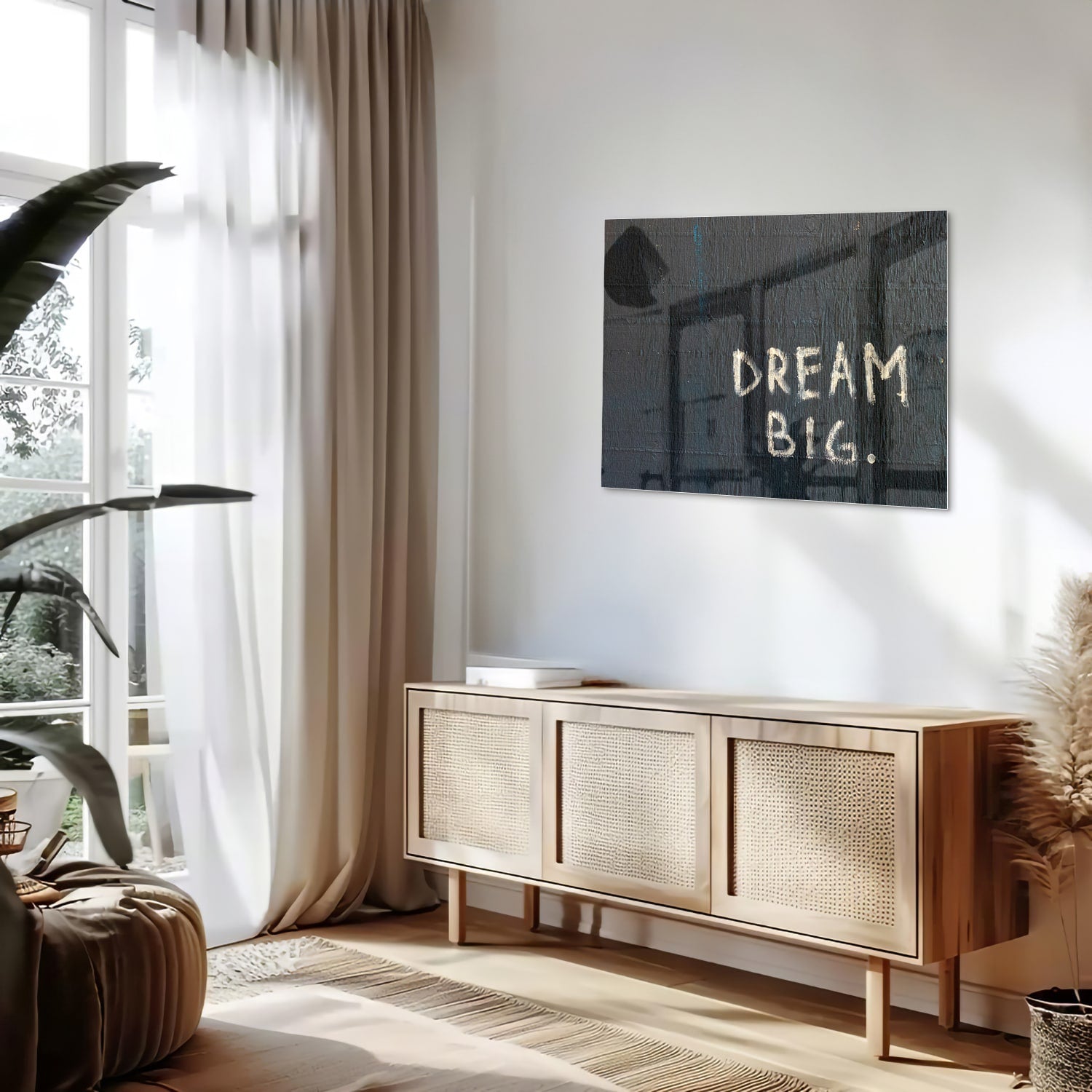 Glasbild 'Dream Big' für ein modernes Interieur