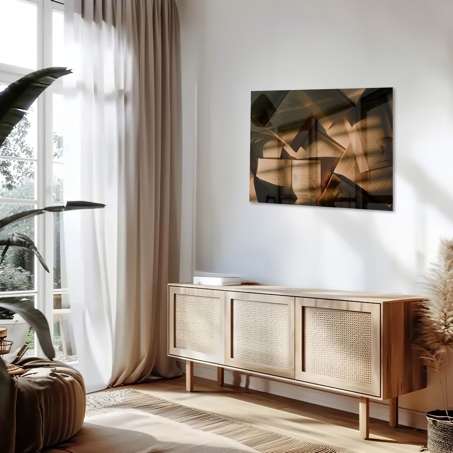 Modernes Glasbild mit abstrakten Formen