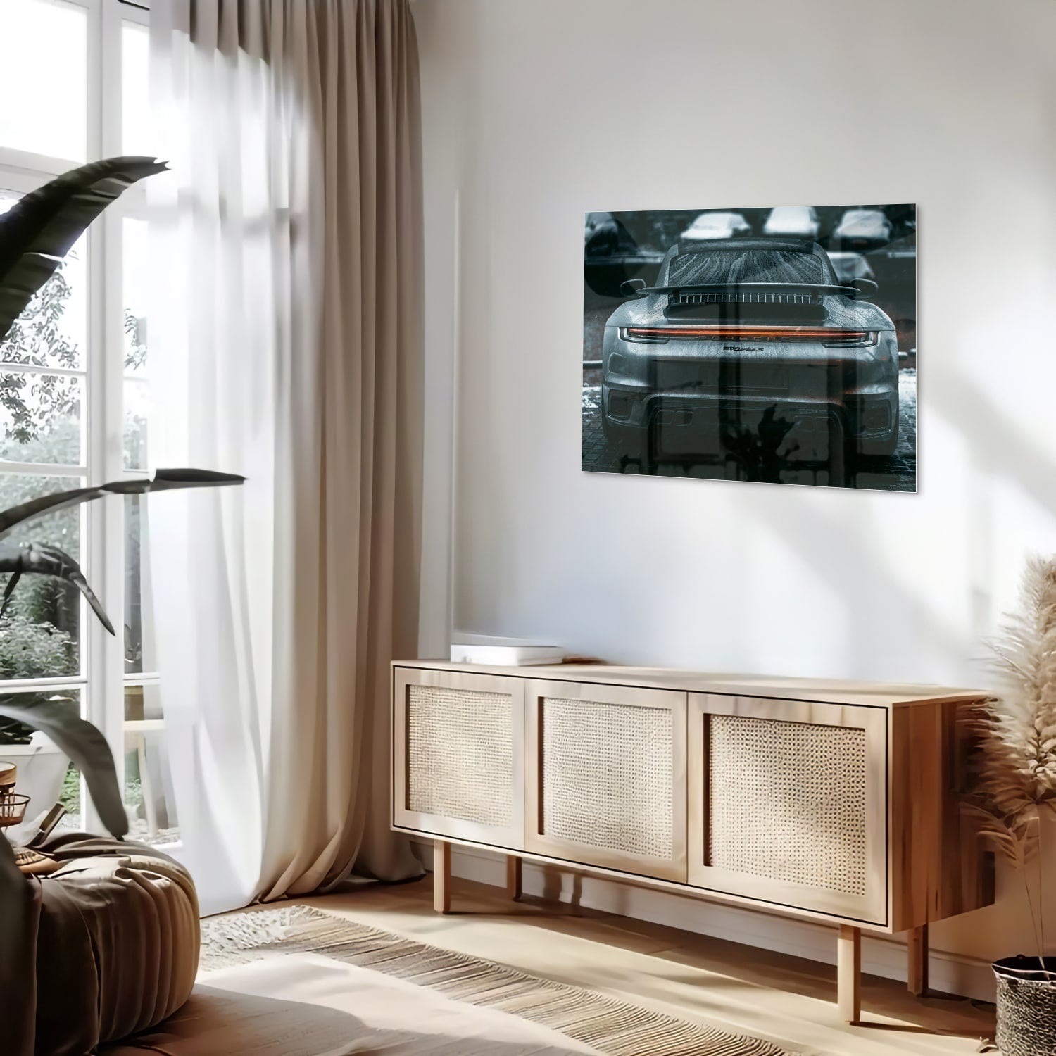 Elegantes Glasbild mit einem Sportwagen