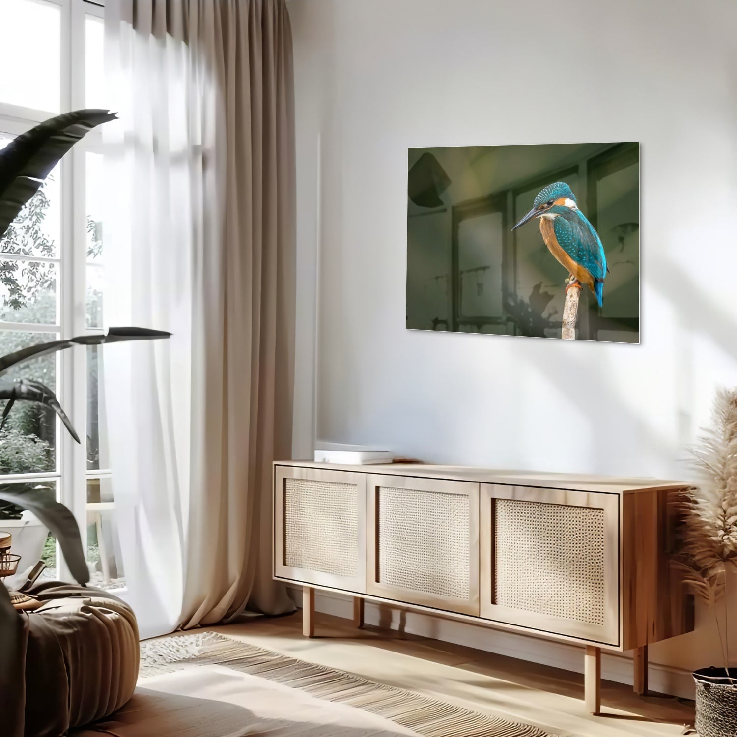 Elegantes Glasbild mit einem Eisvogel