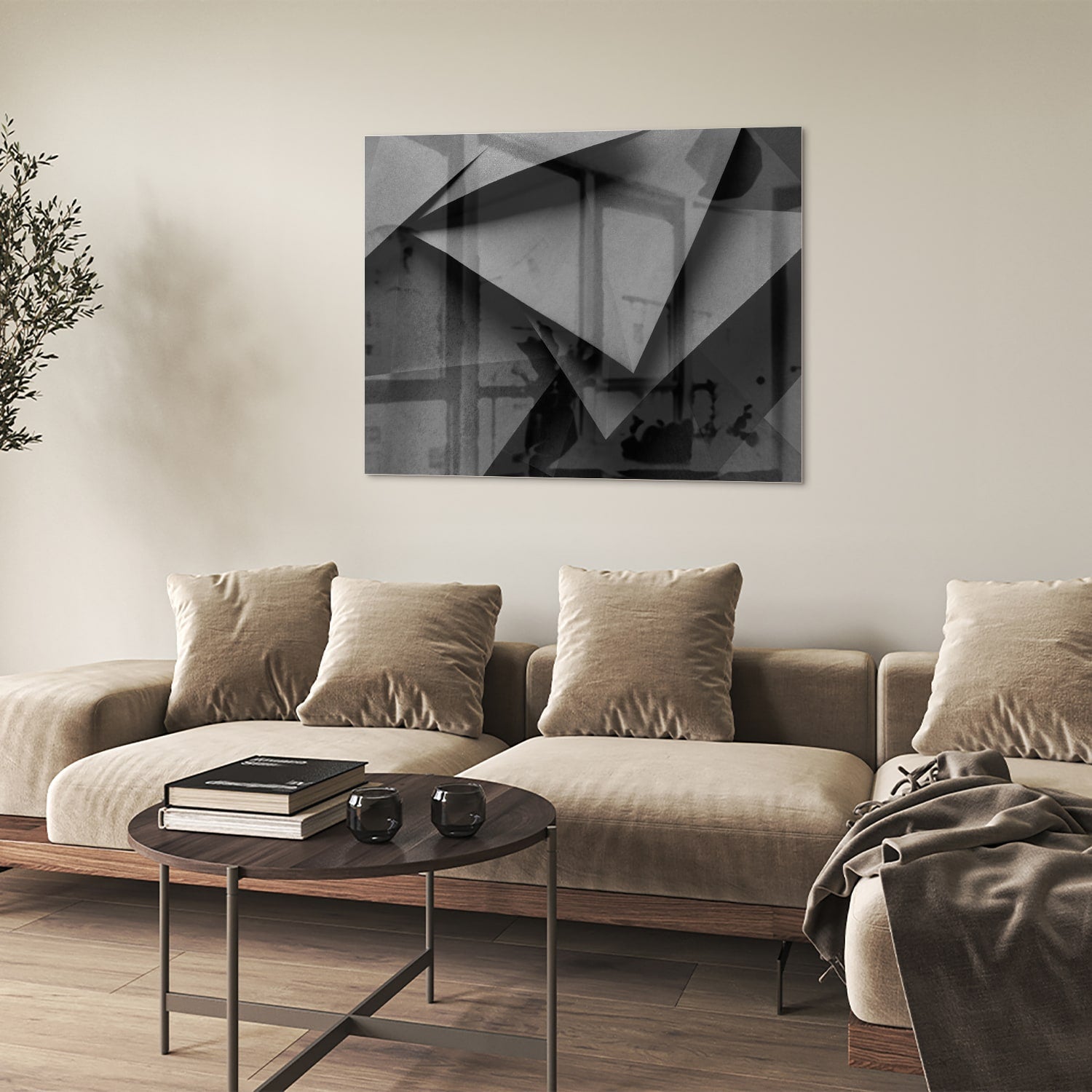 Modernes Glasbild mit geometrischem Motiv