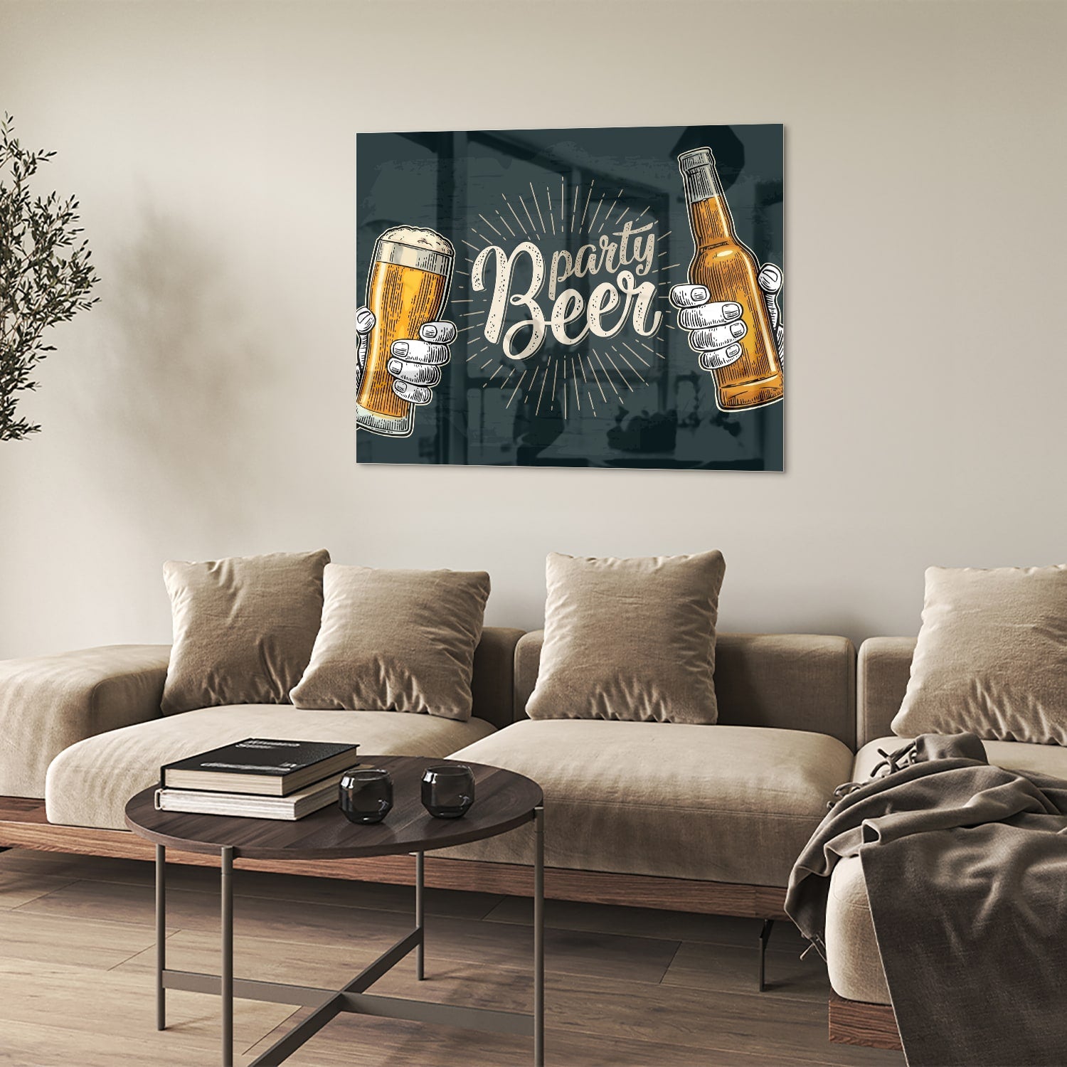 Festliches Glasbild mit Bier