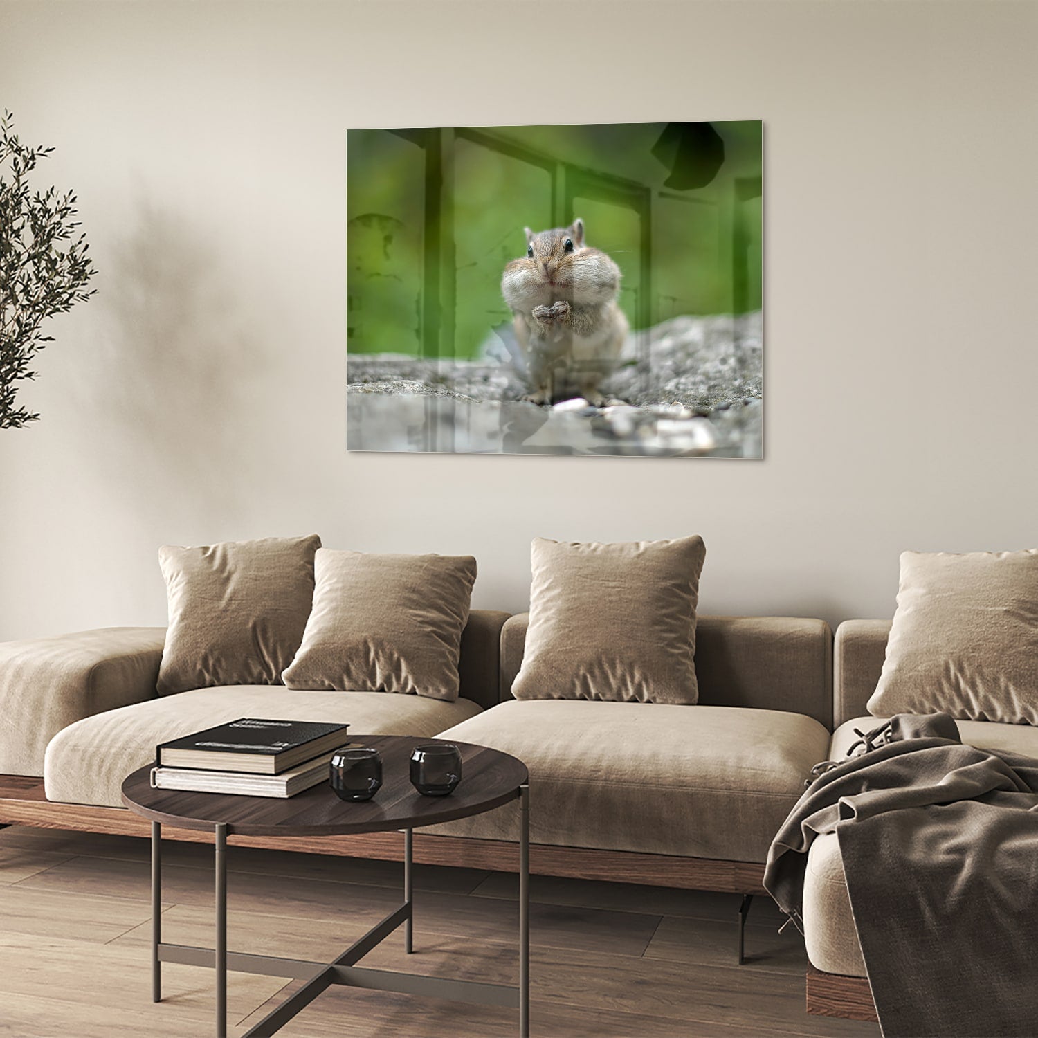 Niedliches Glasbild mit Eichhörnchen
