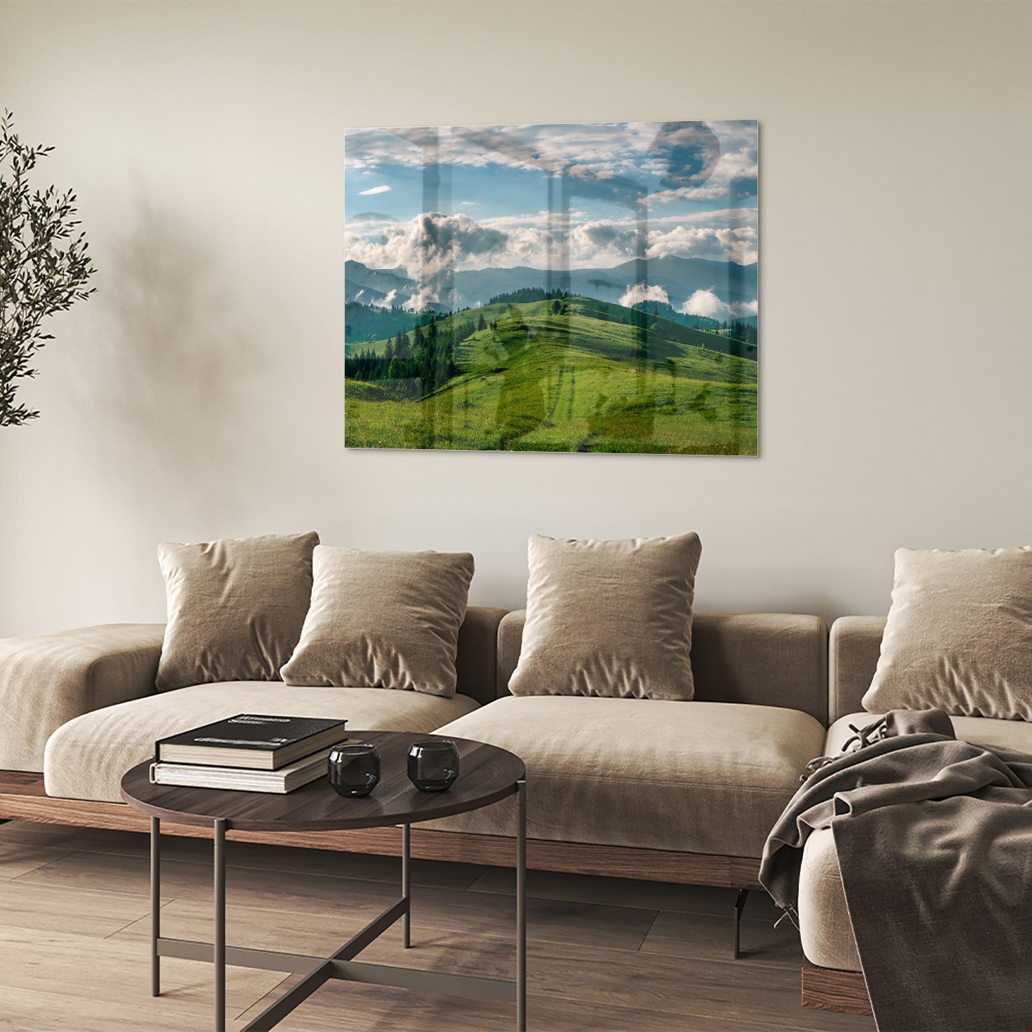Glasbild mit atemberaubender Berglandschaft