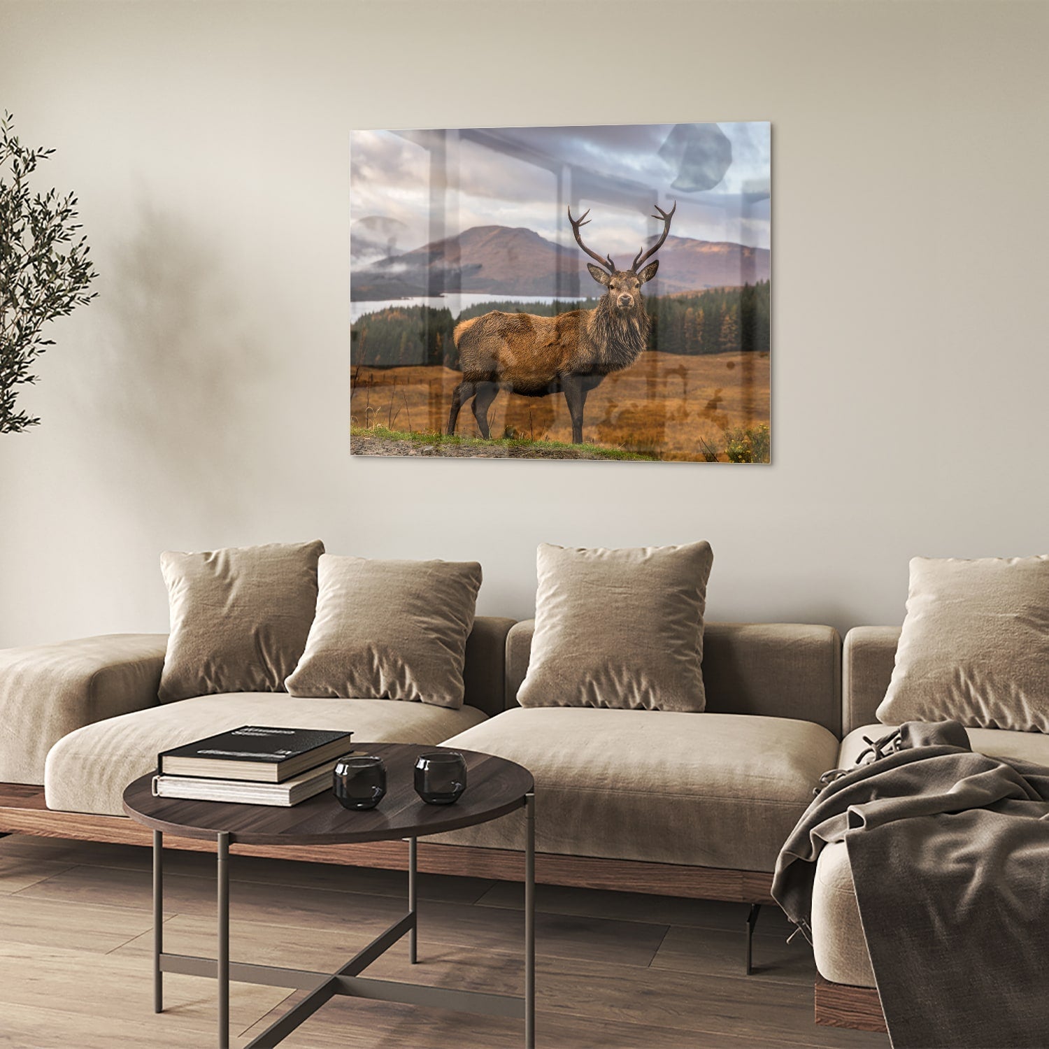 Glasbild mit majestätischem Hirsch