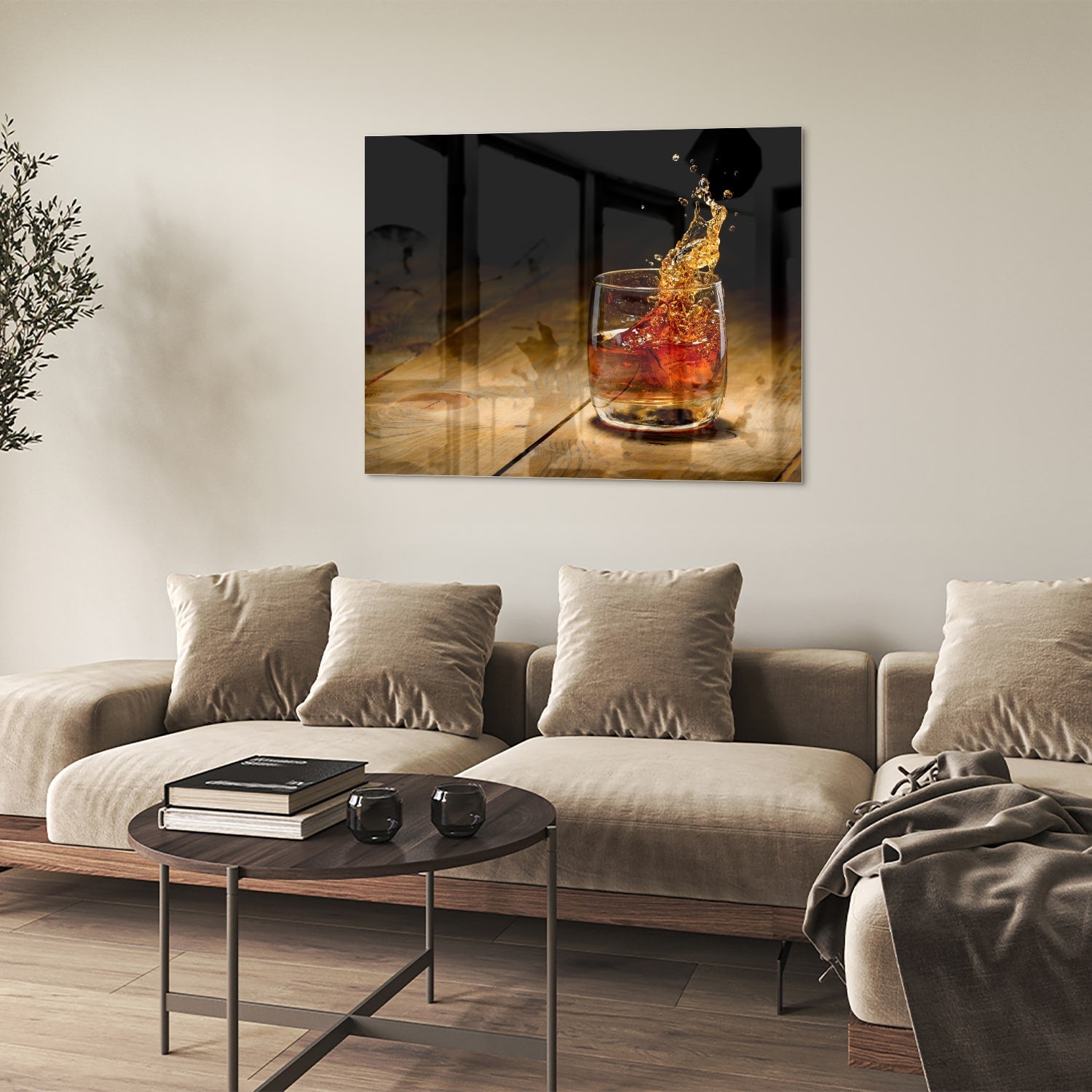 Glasbild mit spritzigem Getränk