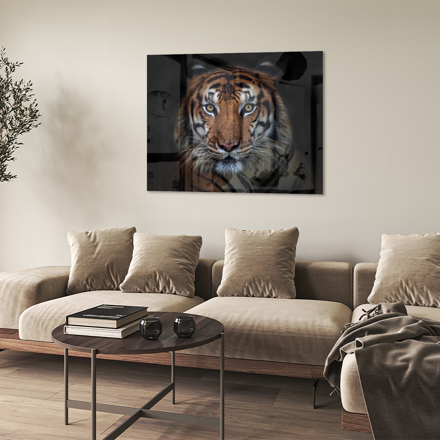 Kraftvoller Tiger – Glasbild für Ihr Interieur