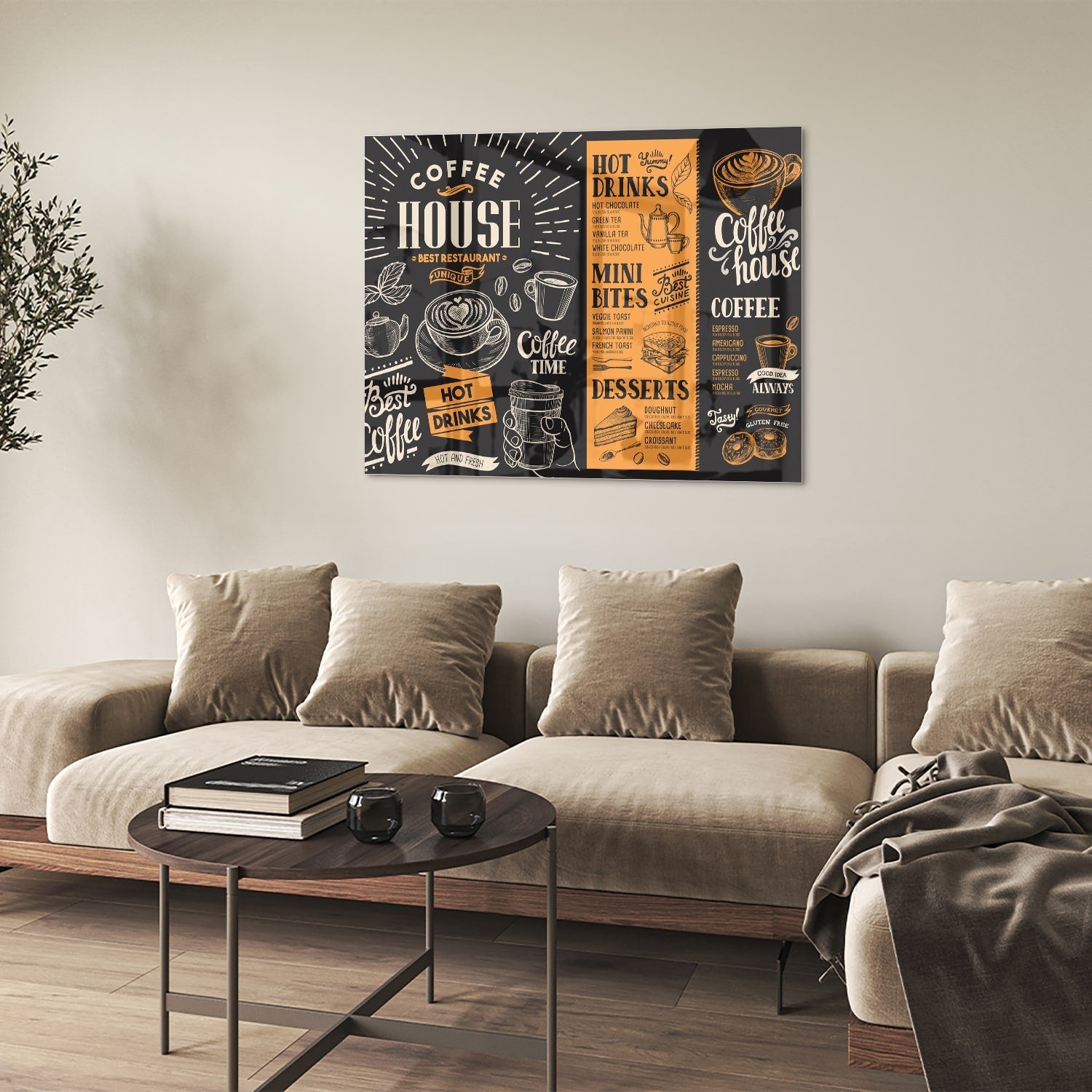 Glasbild – Vintage Coffee-House