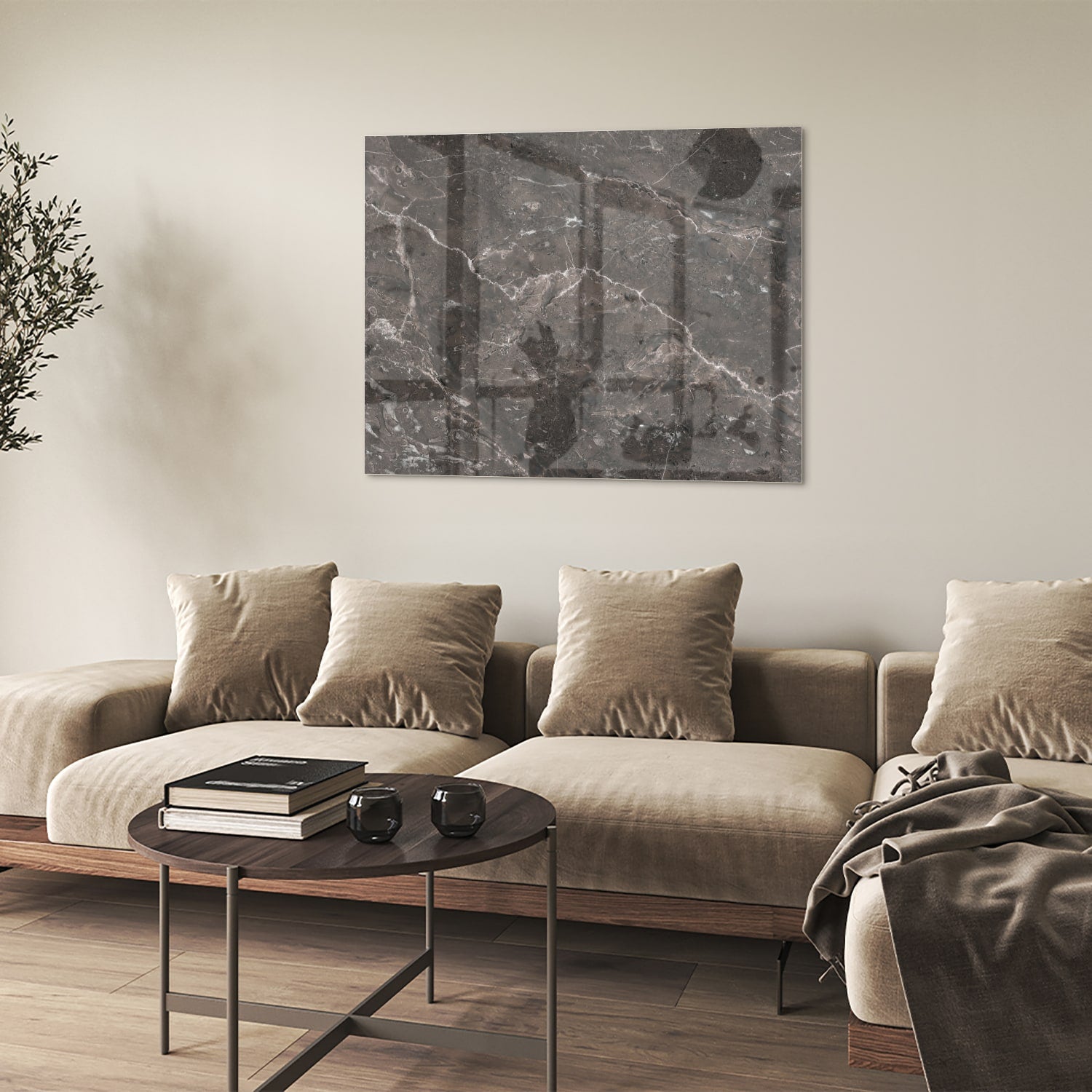 Elegantes Glasbild mit Marmordesign