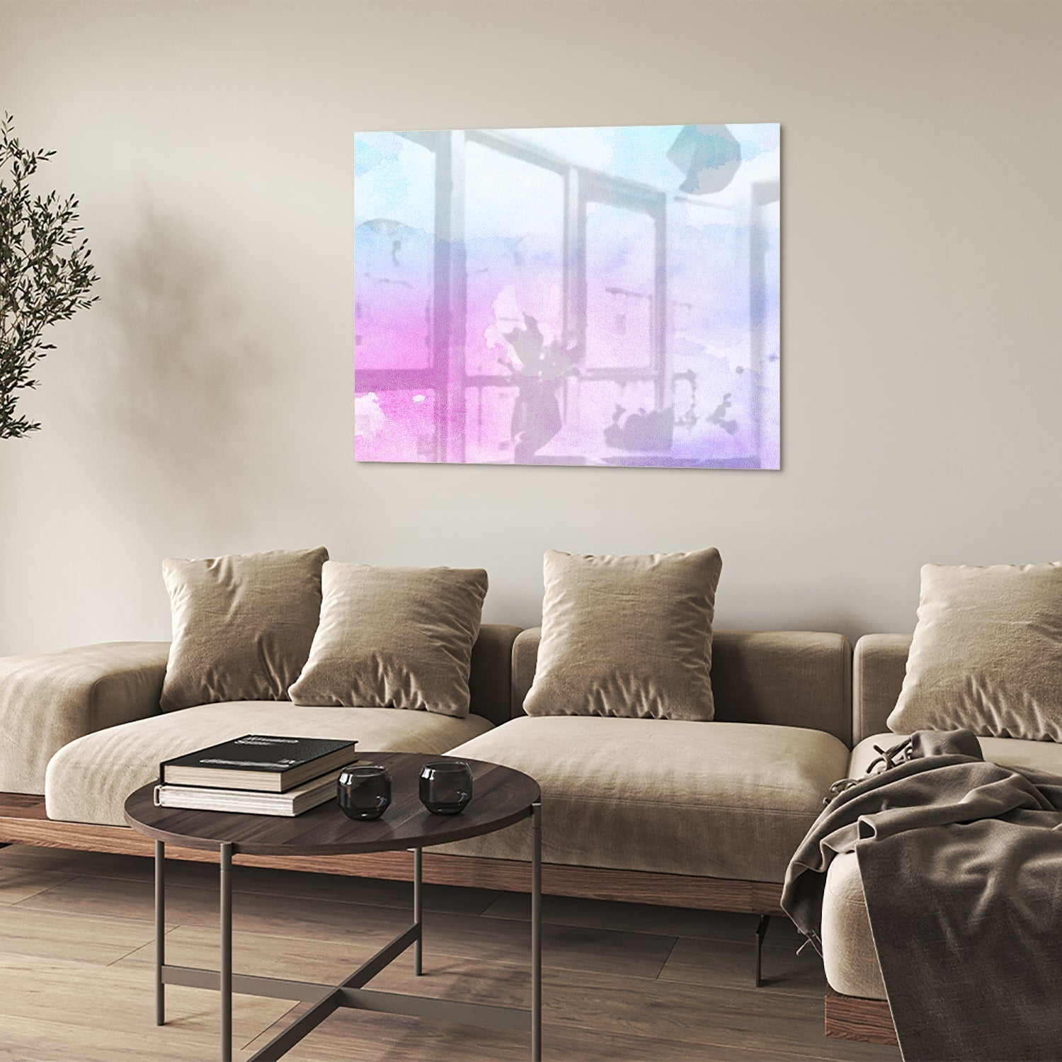 Raffiniertes Glasbild mit violetten Farbtönen