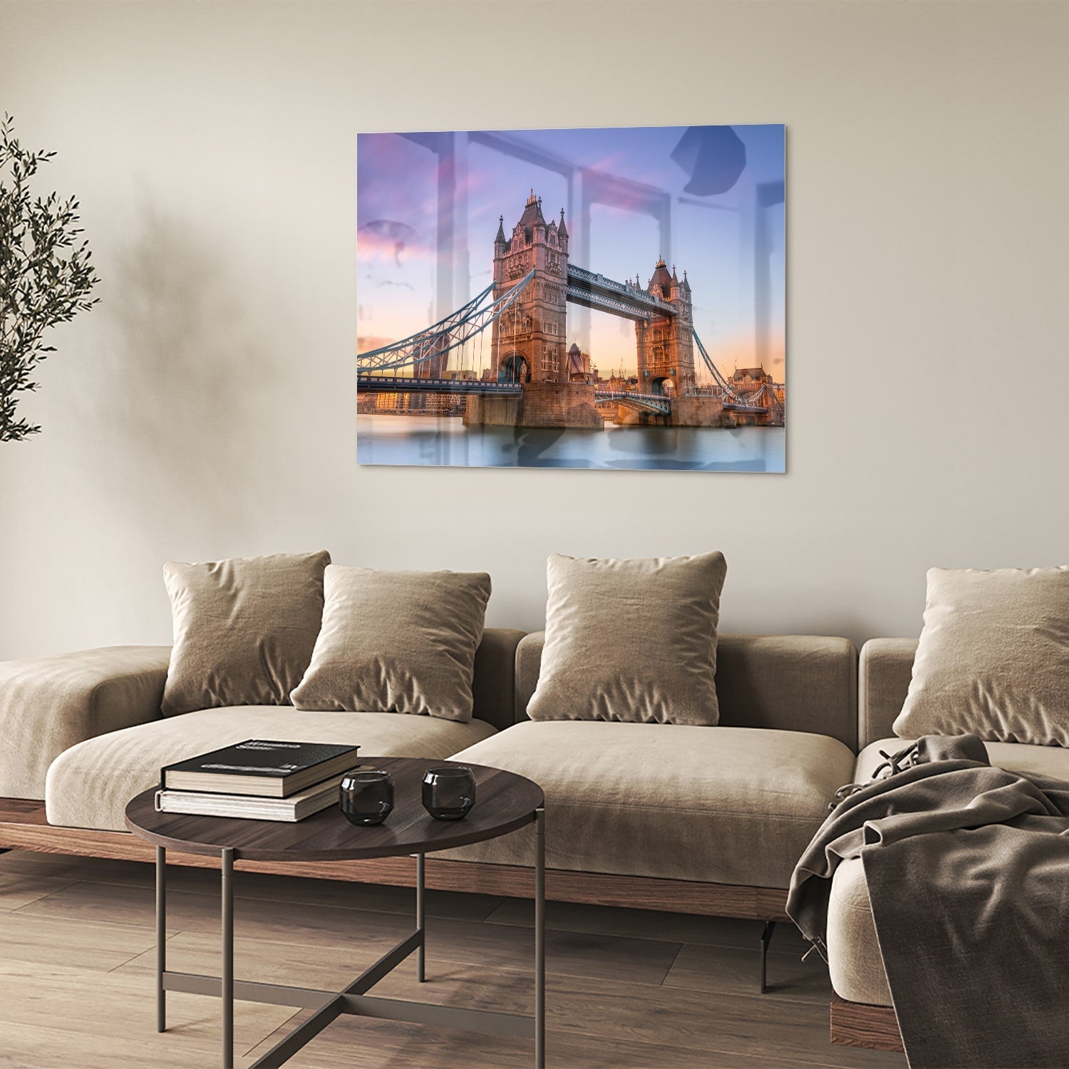 Glasbild mit der Tower Bridge in London
