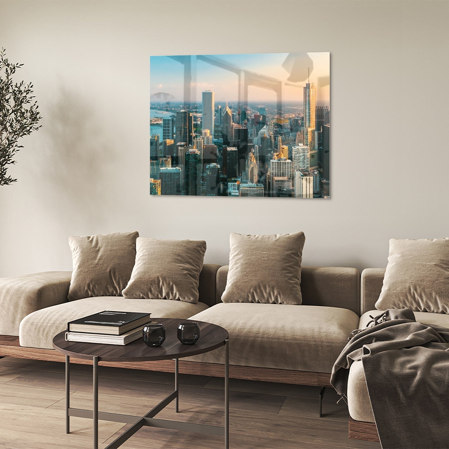 Stadtblick – Glasbild für moderne Innenräume