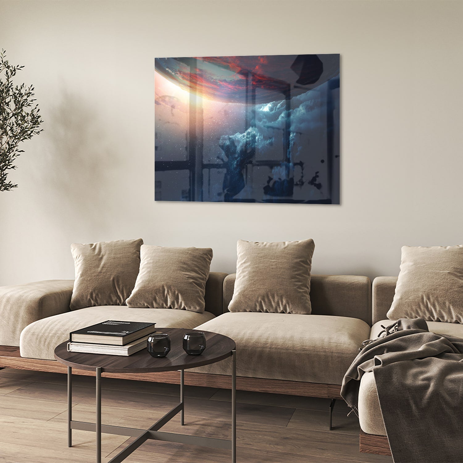 Glasbild mit kosmischem Ausblick