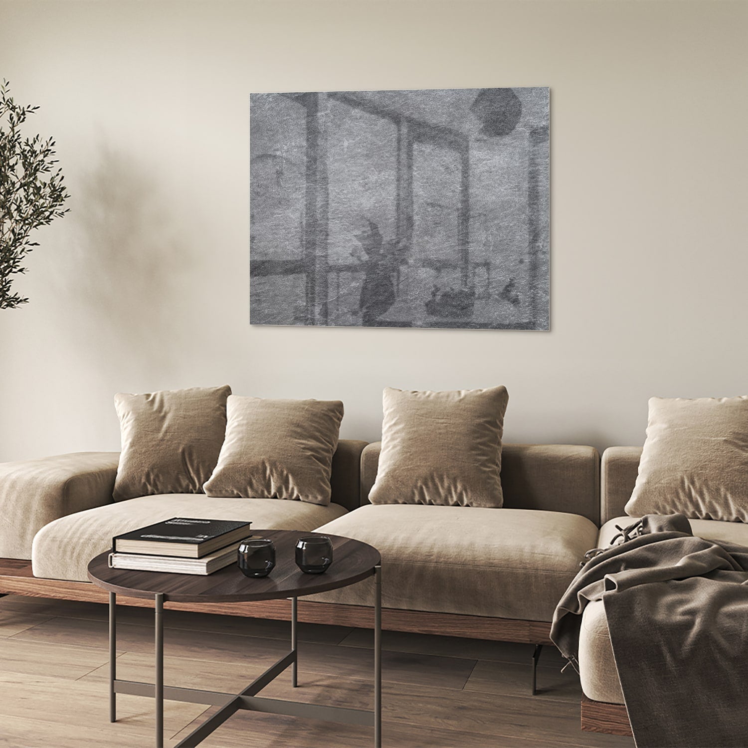 Modernes Glasbild in Grautönen für Ihr Interieur