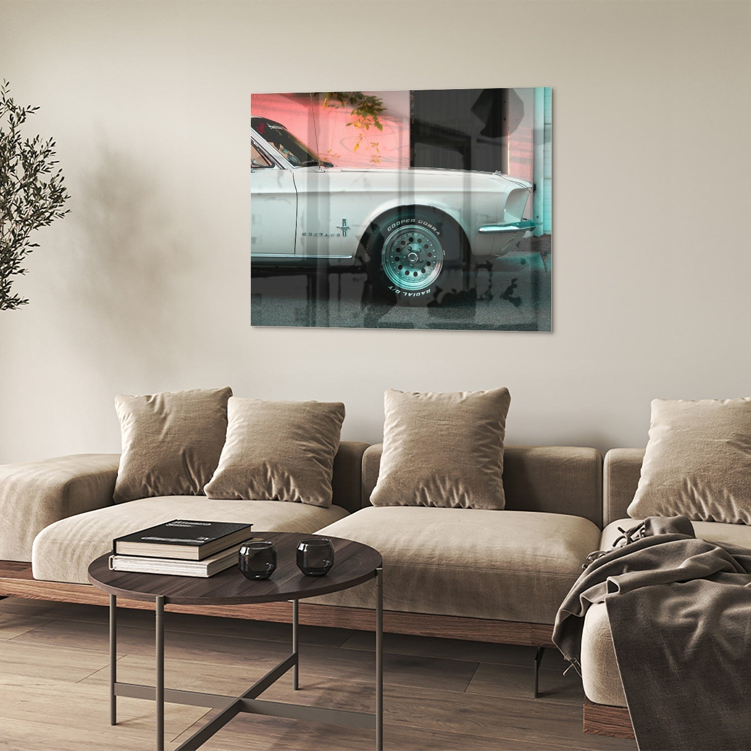 Vintage-Auto-Glasbild für luxuriöse Innenräume