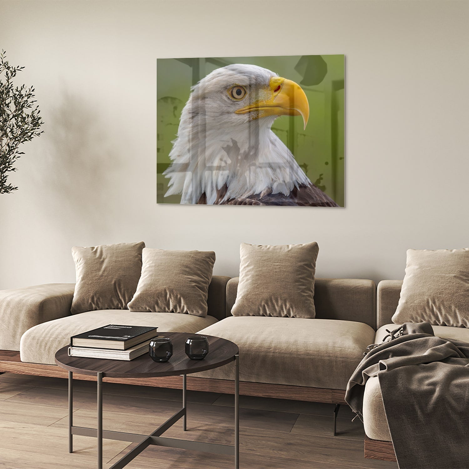 Glasbild mit majestätischem amerikanischen Weißkopfseeadler