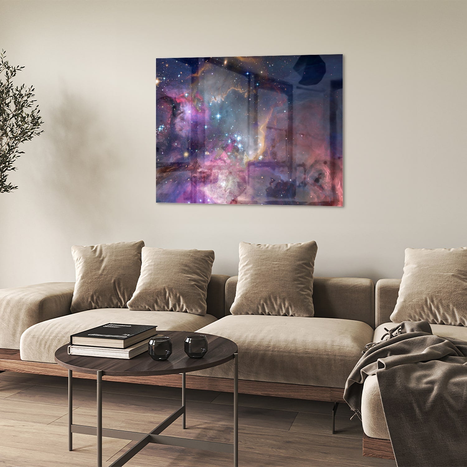 Zauberhaftes Glasbild mit dem Universum