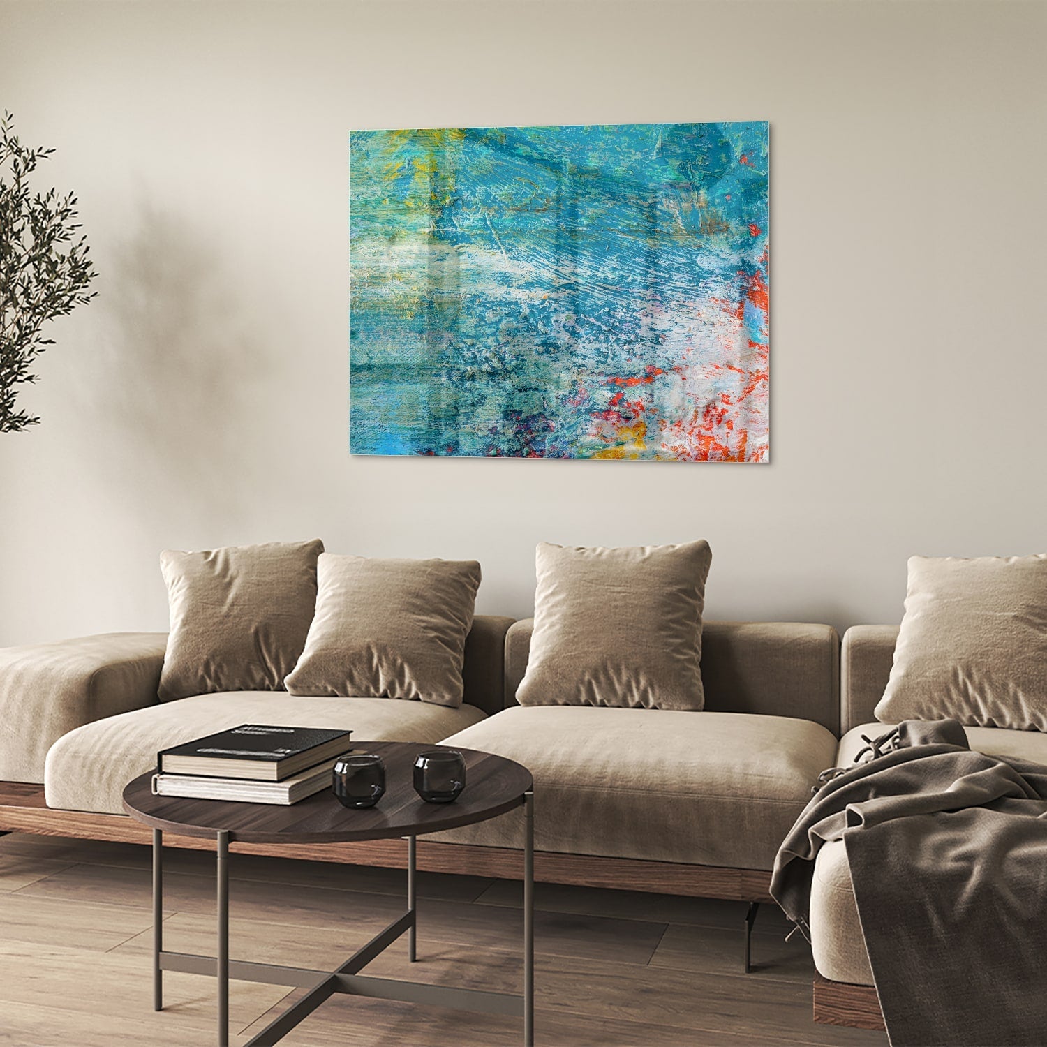 Farbenfrohes Glasbild mit abstraktem Muster