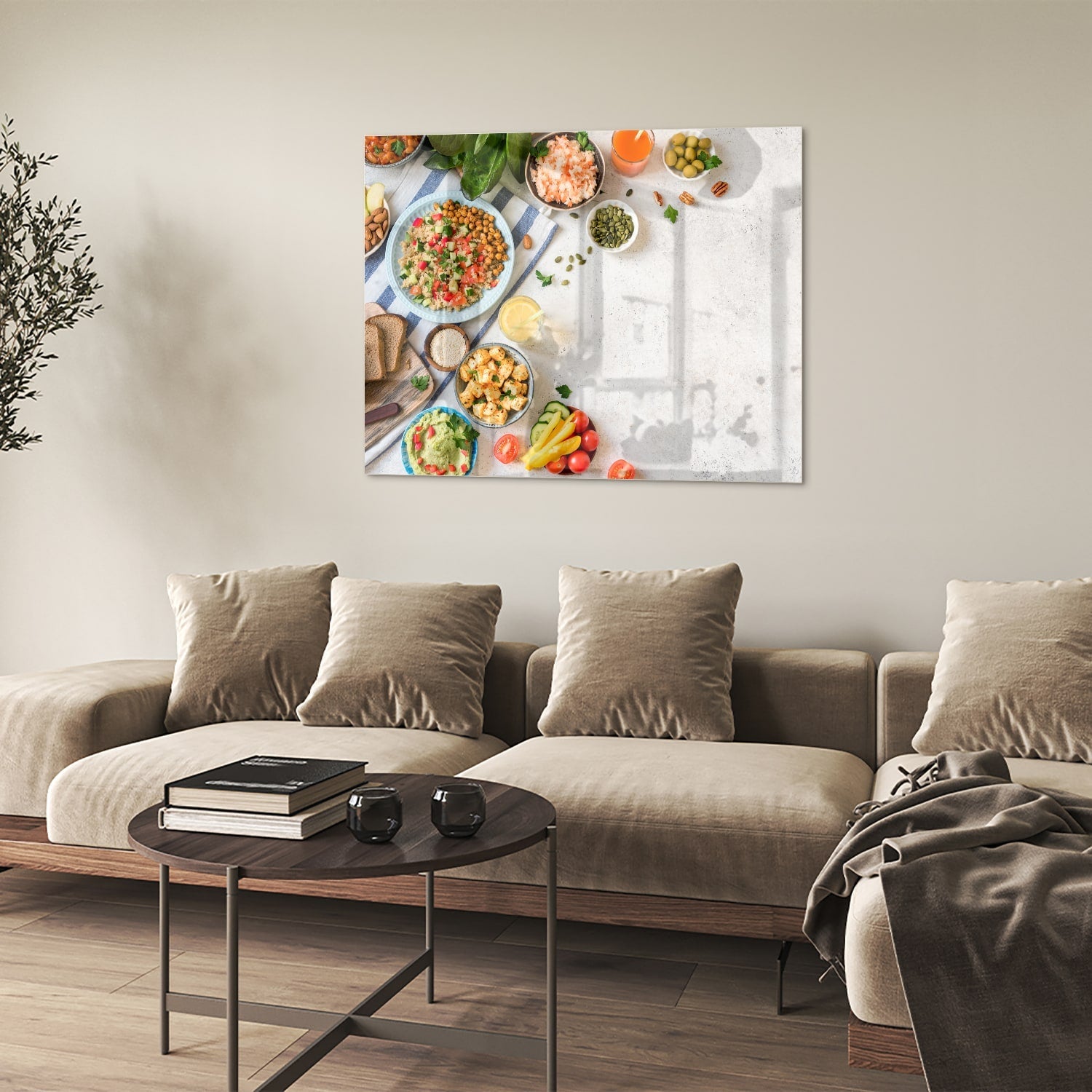 Farbenfrohes Glasbild mit frischen Speisen