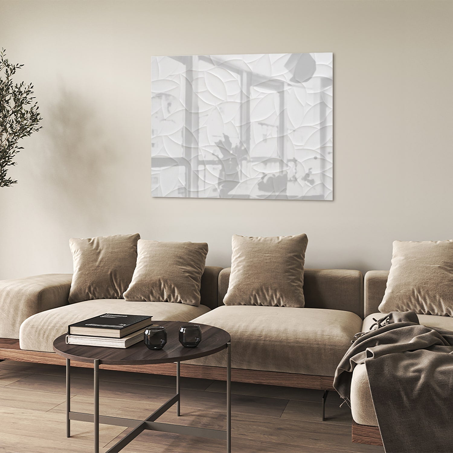 Elegantes Glasbild mit weißer Textur