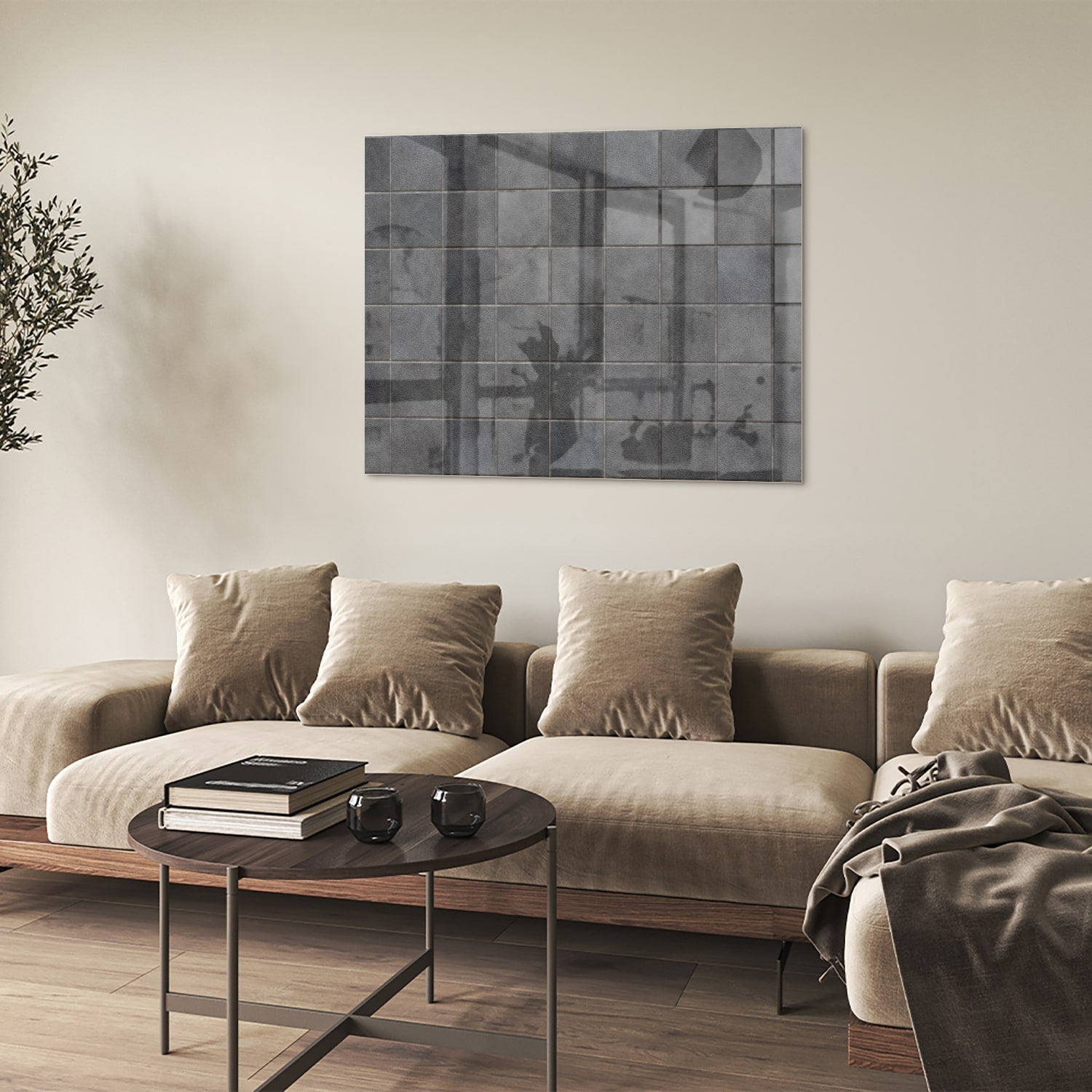 Modernes Glasbild mit Grautönen