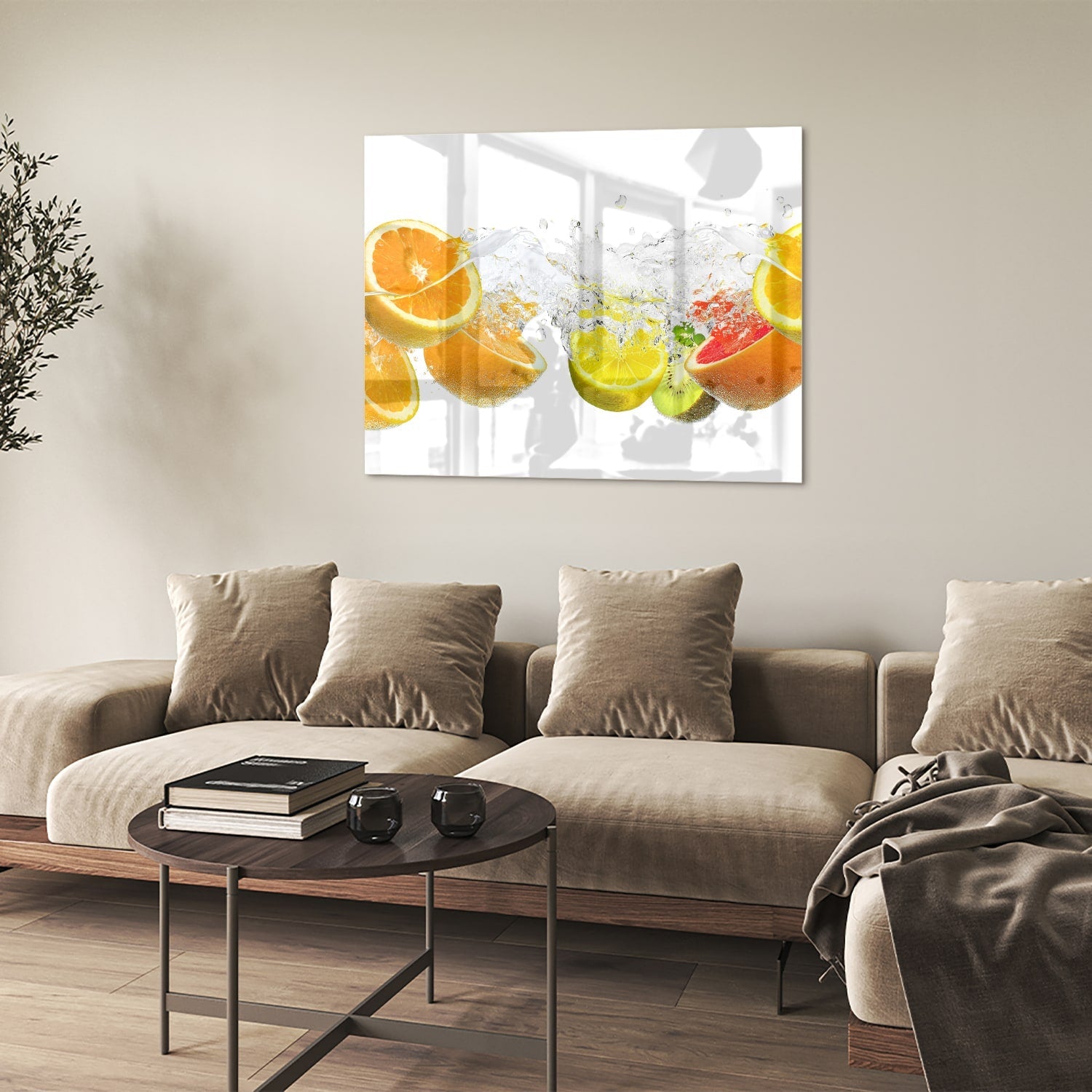 Erfrischendes Glasbild mit Zitrusfrüchten