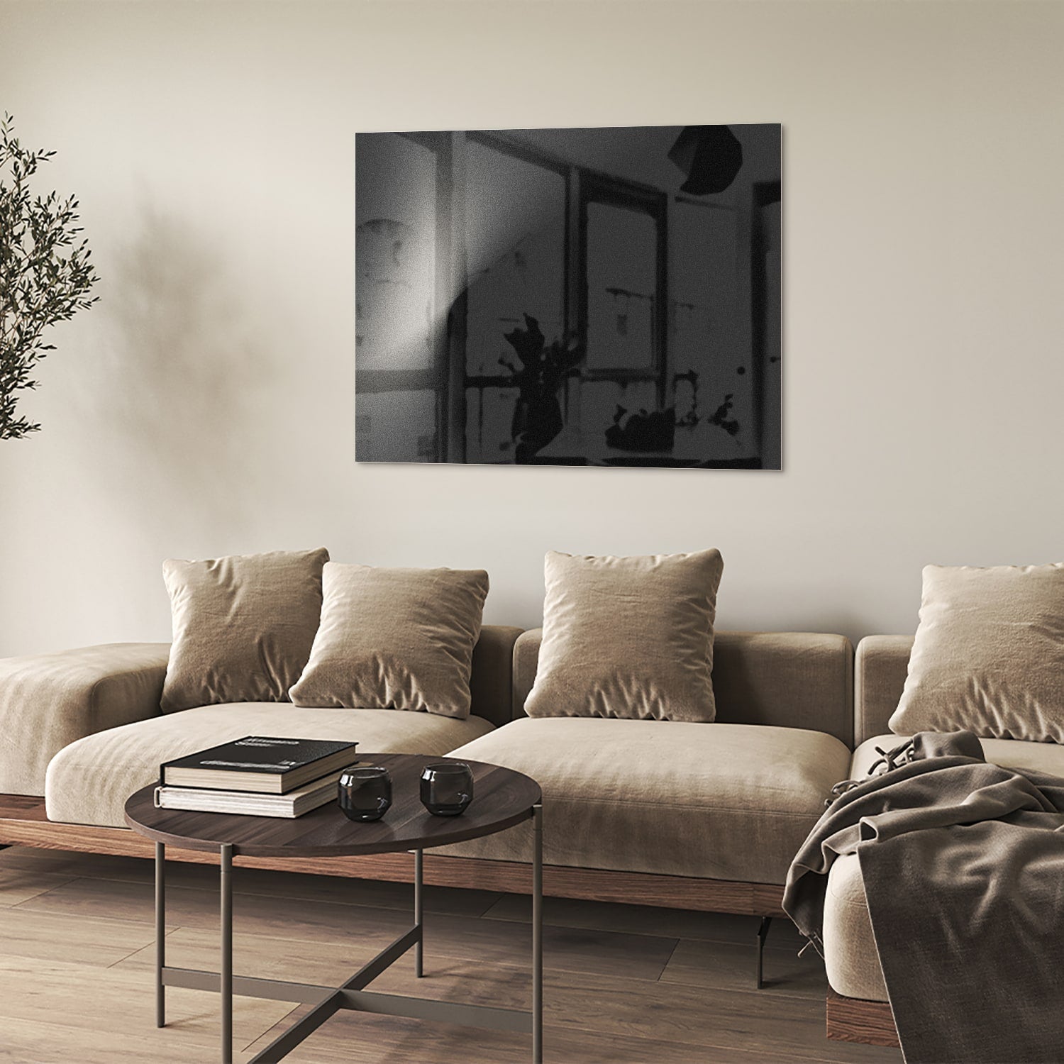 Modernes Glasbild für ein geradliniges Wohnzimmer