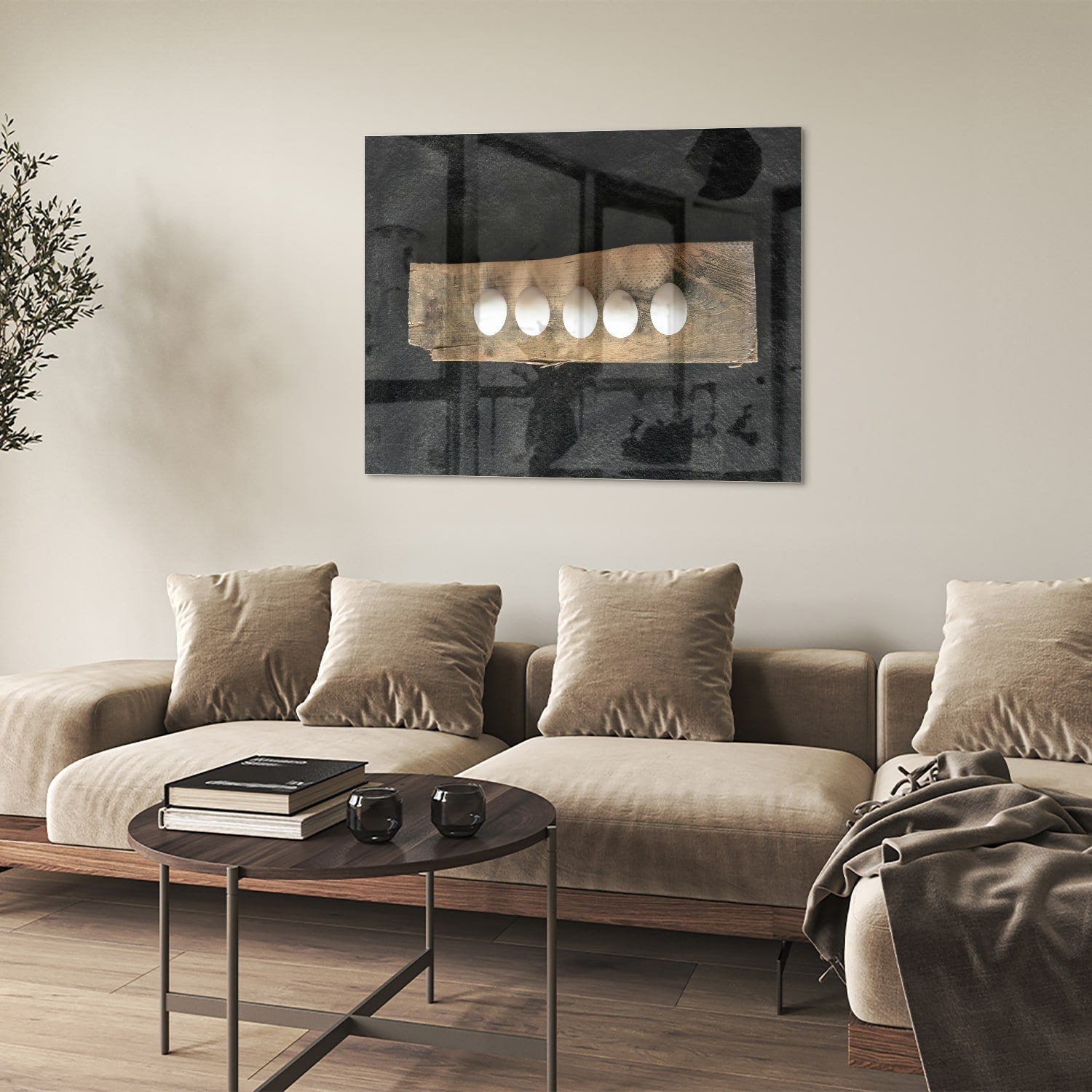 Elegantes Glasbild mit beleuchteten Akzenten